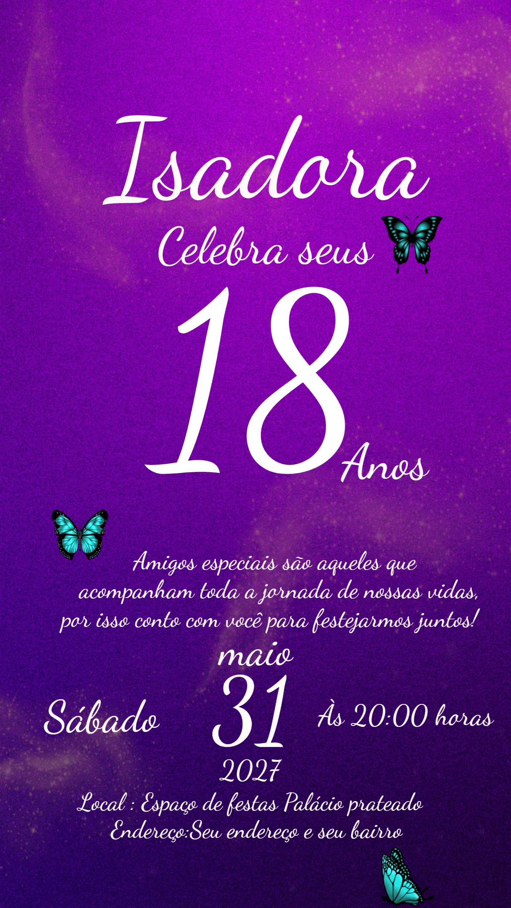 Convite 15 Anos Glitter editável e personalizável