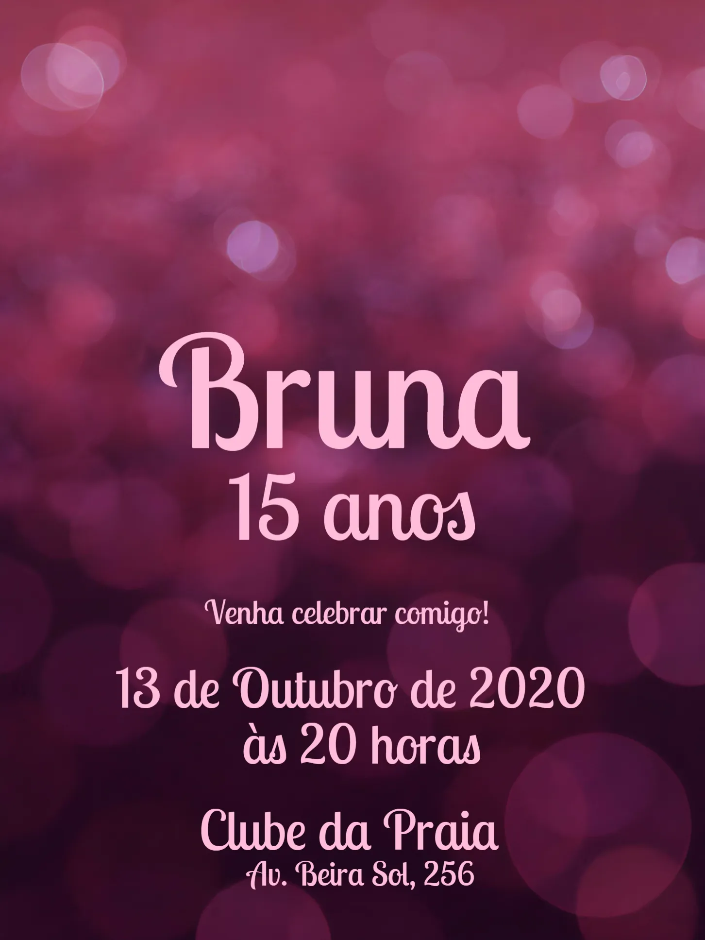 15 Anos Rosa Com Glitter Menina