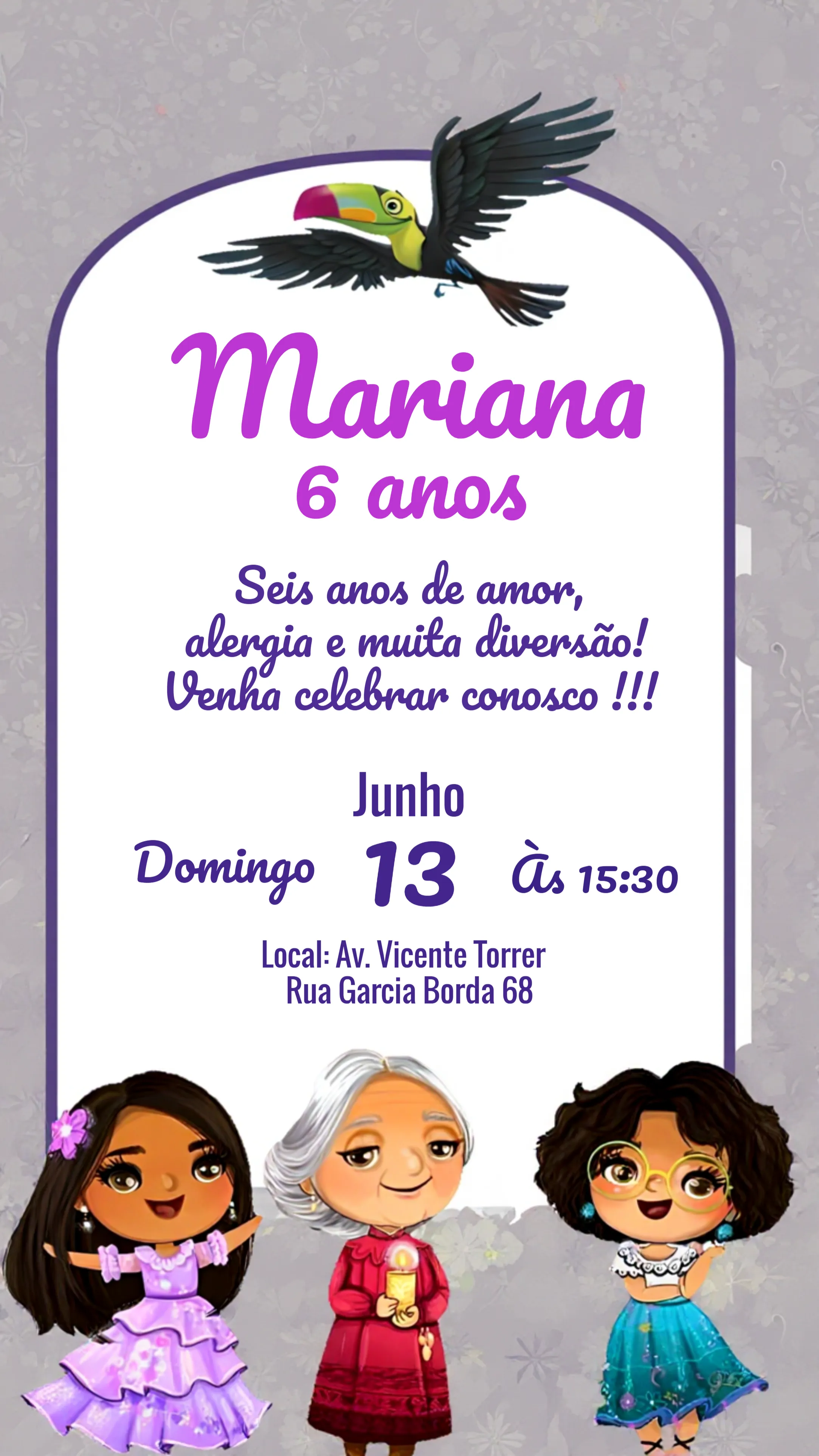 Convite Anivérsario Encanto Madrigal Festa para aniversário infantil