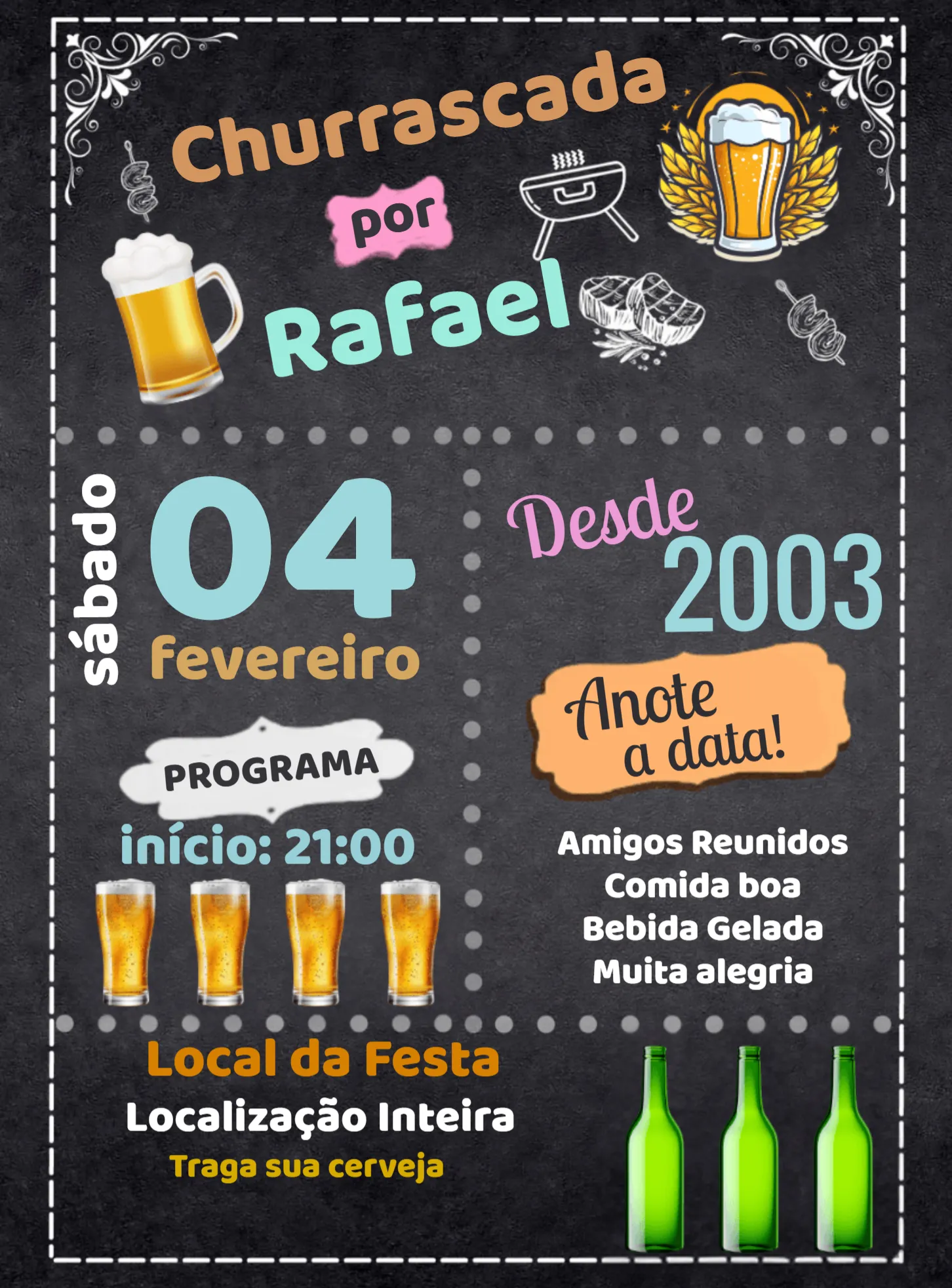 Anivesário Churrasco Chalkboard - Adulto Bebida