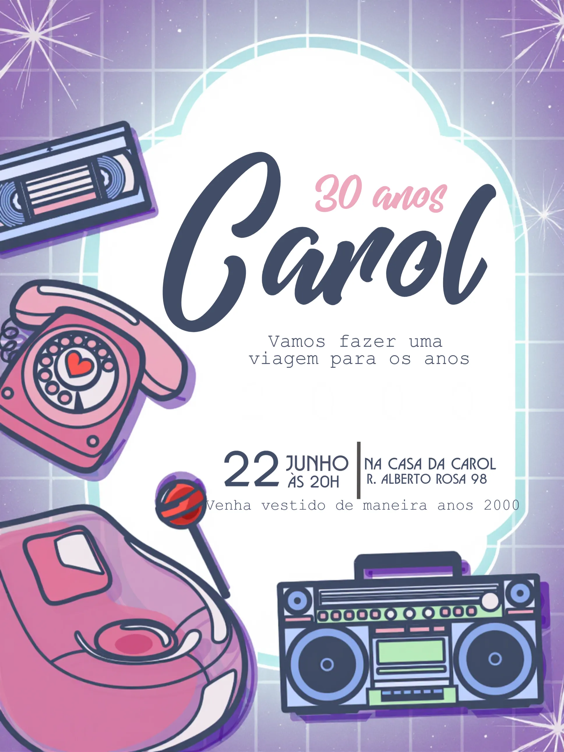 Convite Anos 2000 Vintage Pirulito editável e personalizável