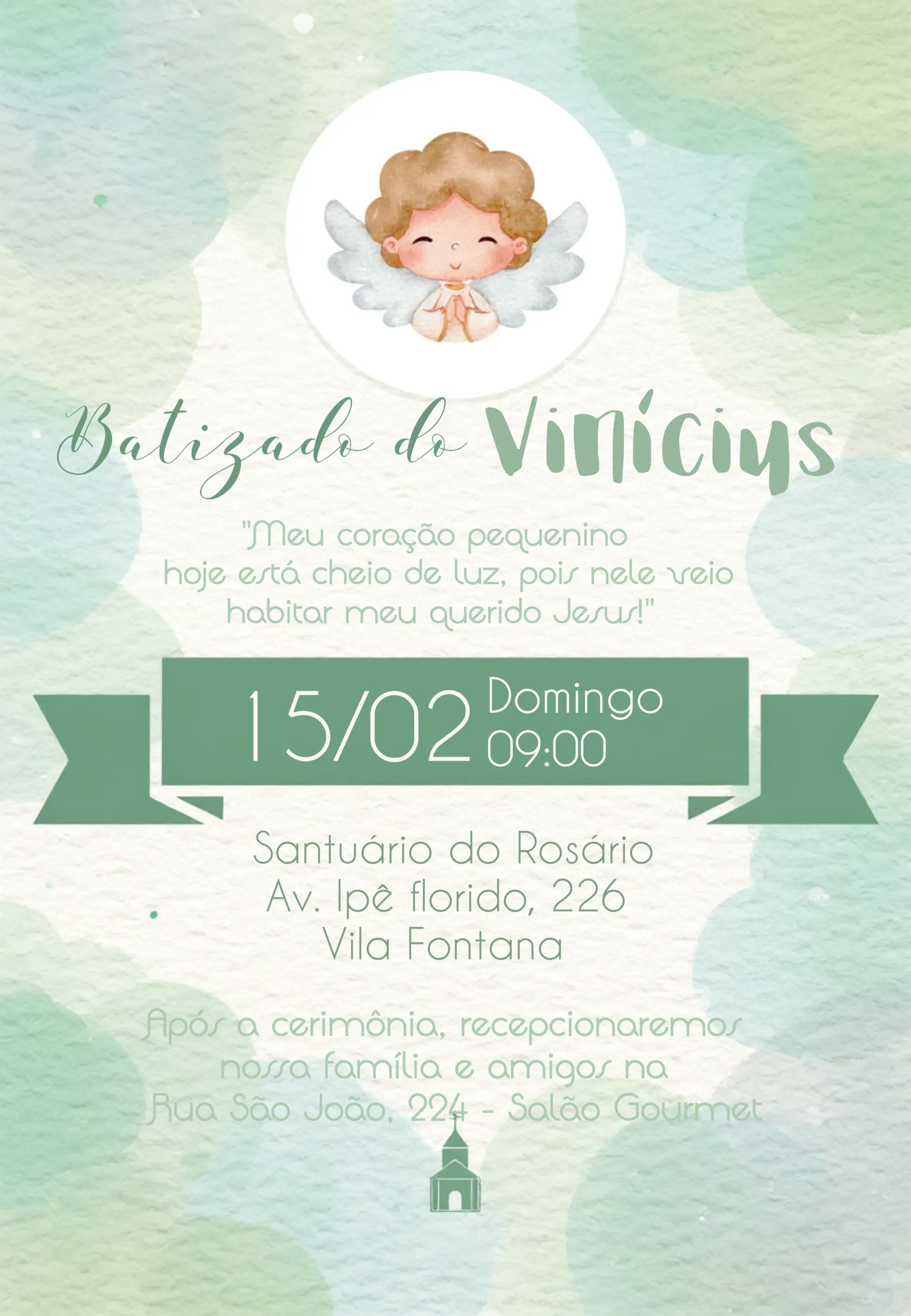 Convite Batizado Anjinho Branco editável e personalizável