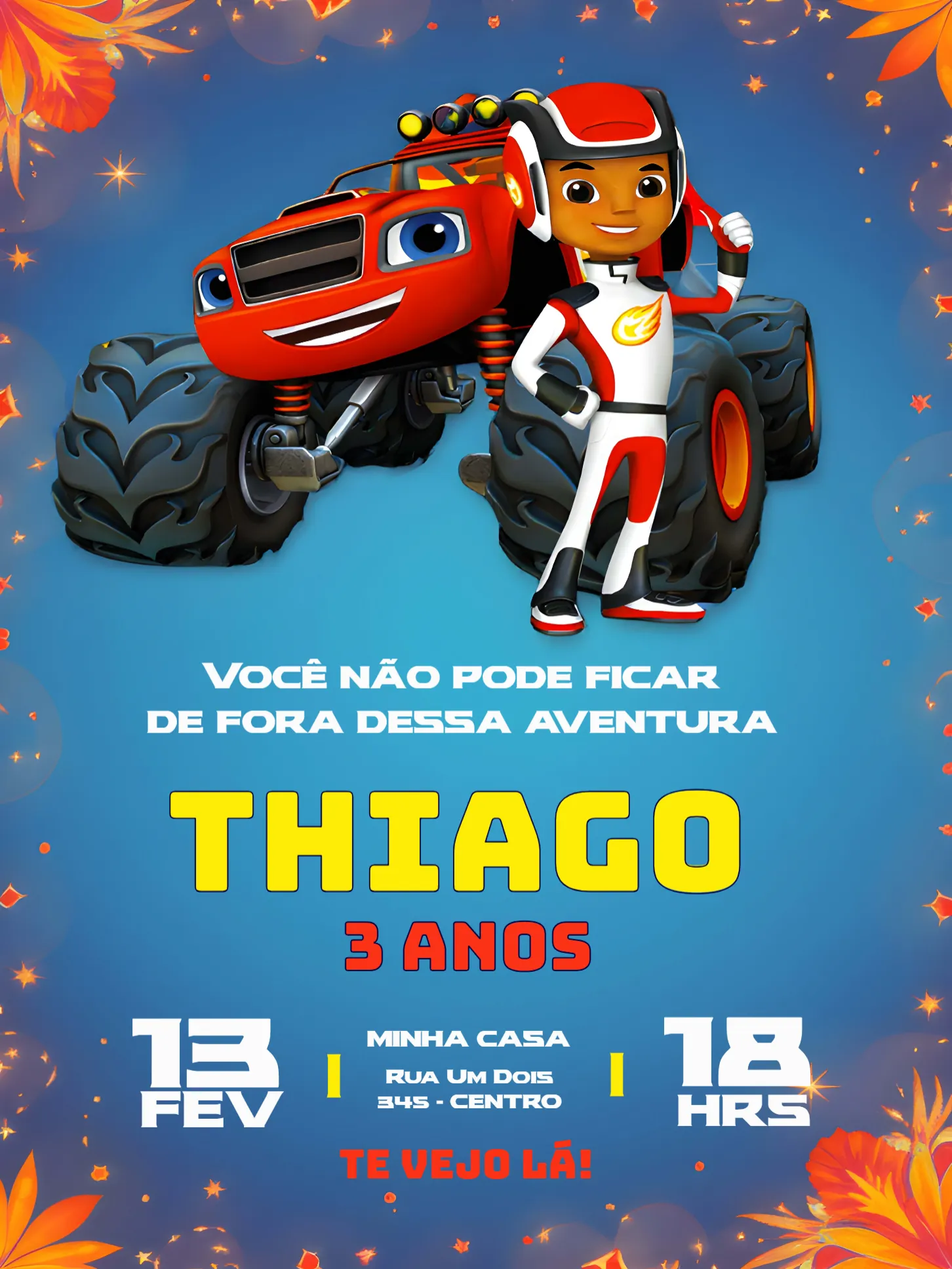 Convite Blaze Monster Machines Carro para mais pesquisados