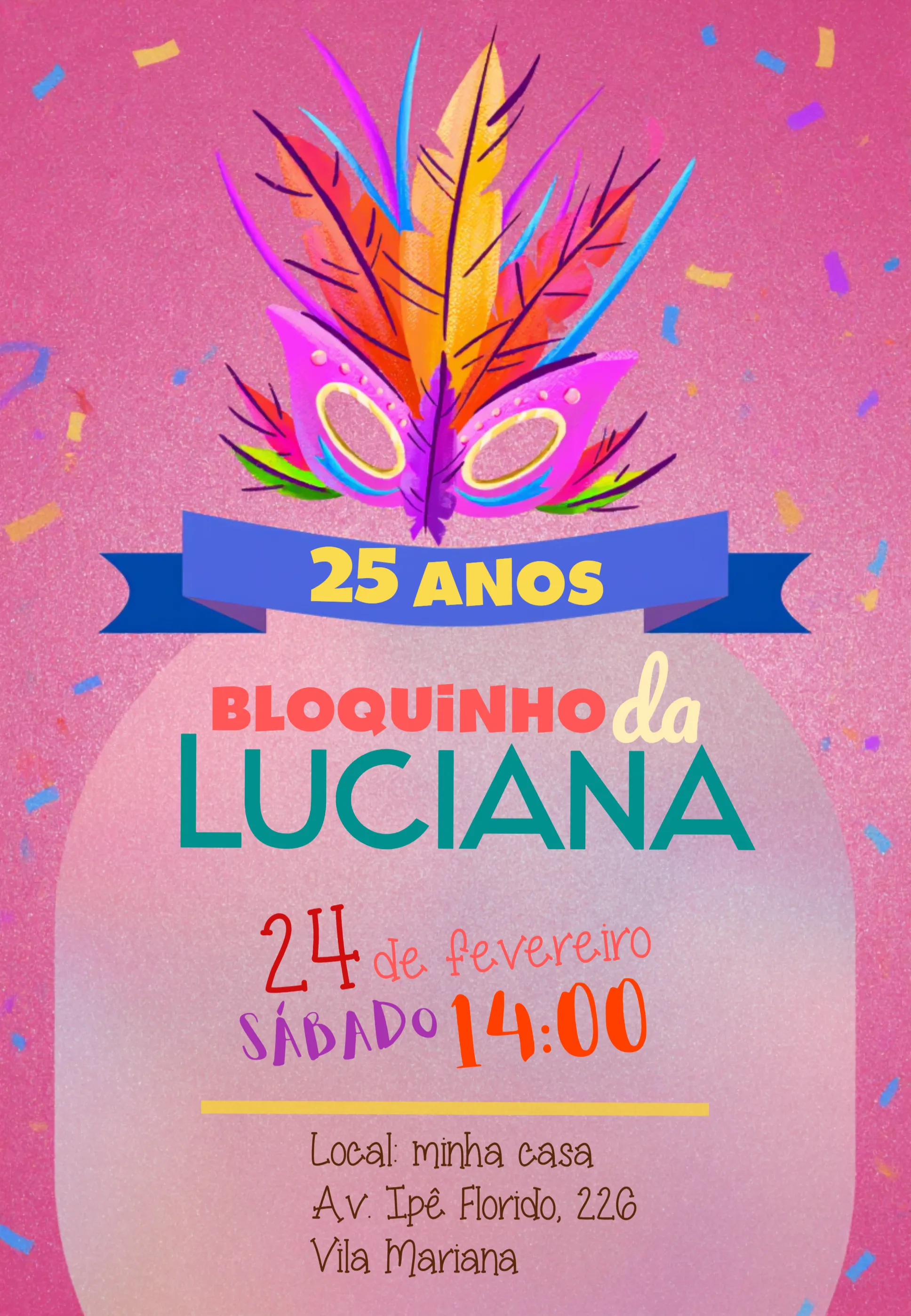 Convite Bloquinho De Carnaval Nordeste editável e personalizável