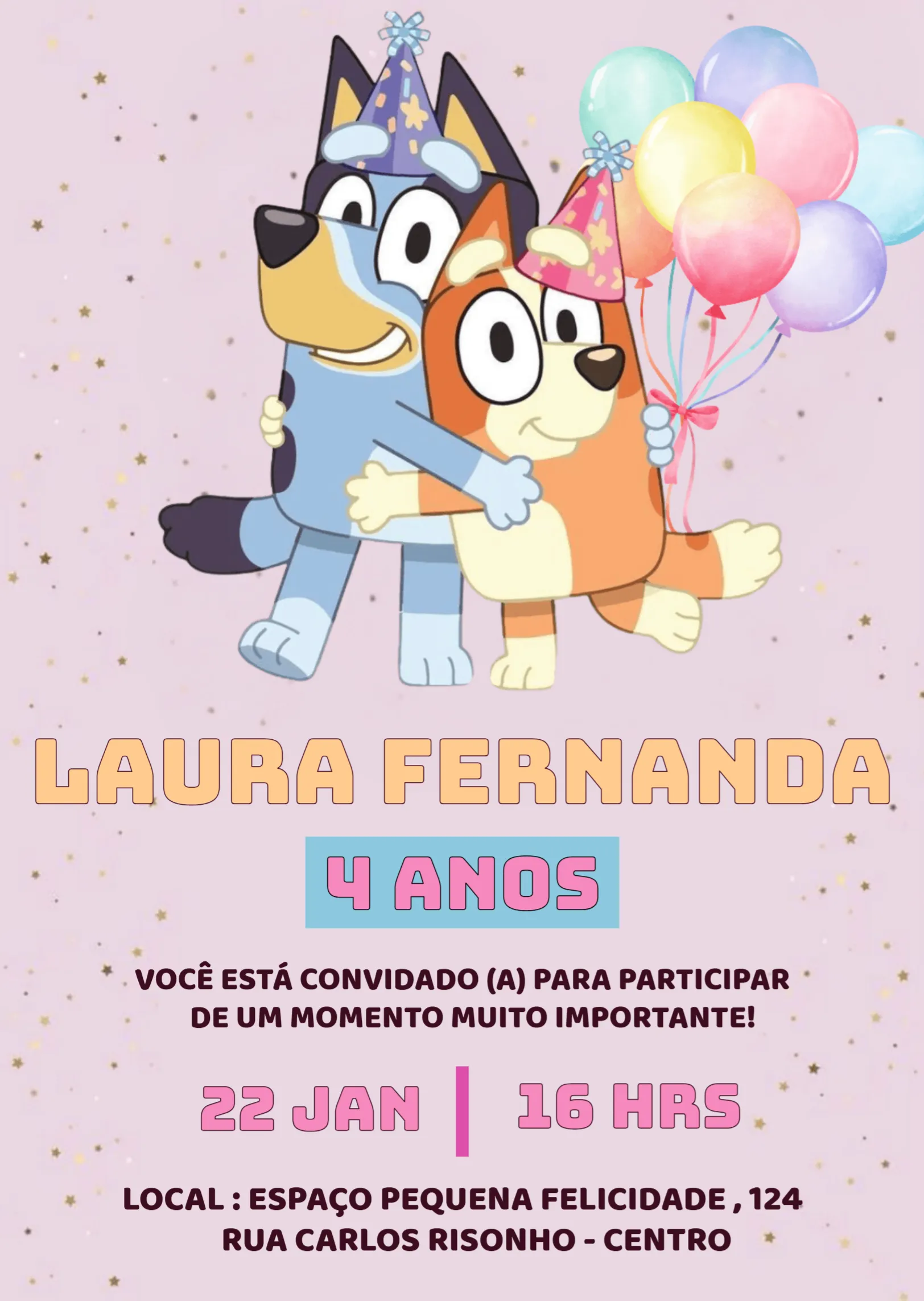 Invite Bluey & Bingo Bday editable and customizable