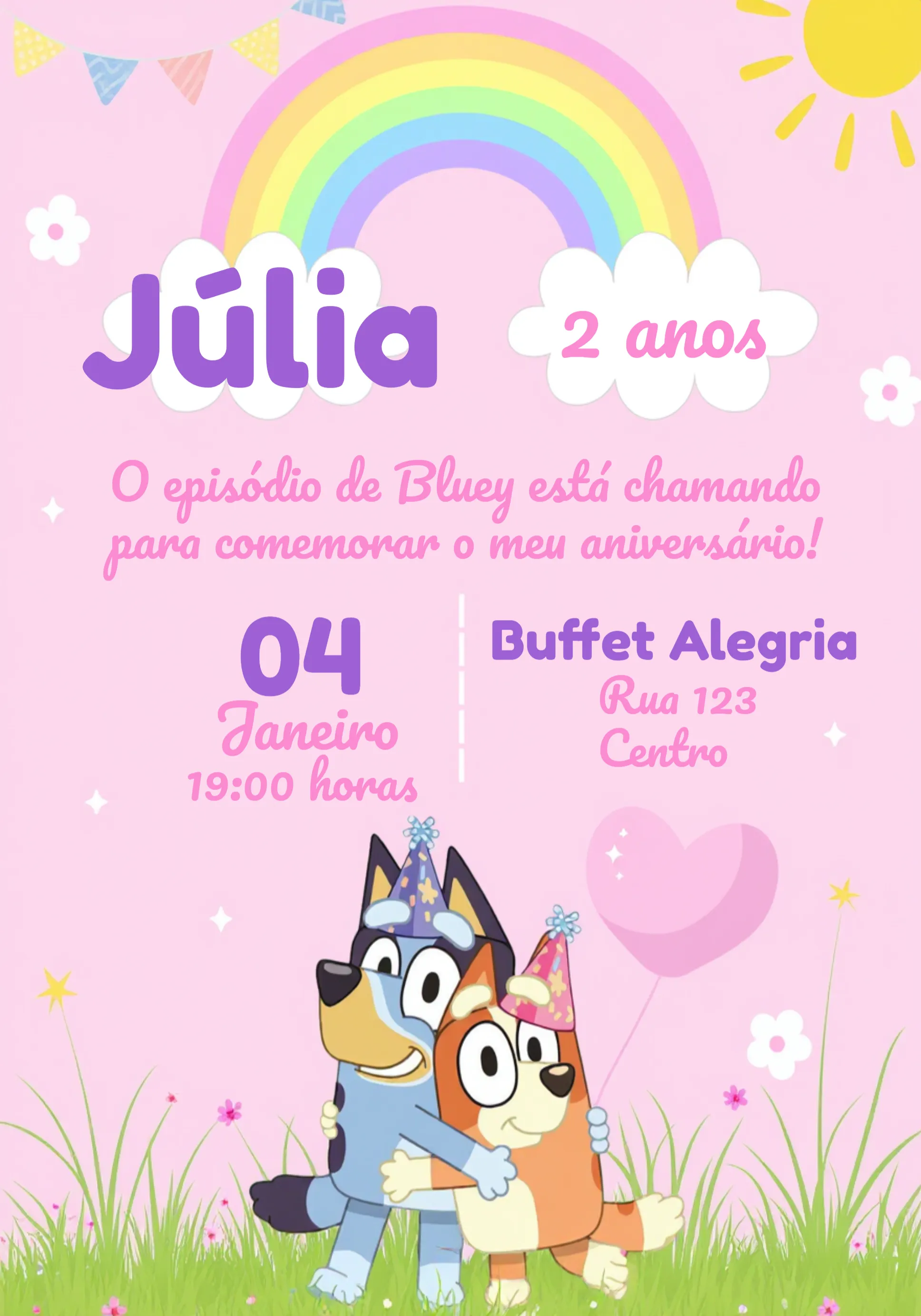 Invitación Digital Bluey Y Bingo Perro - Más Buscados | Convitede, image size:1936x2765
