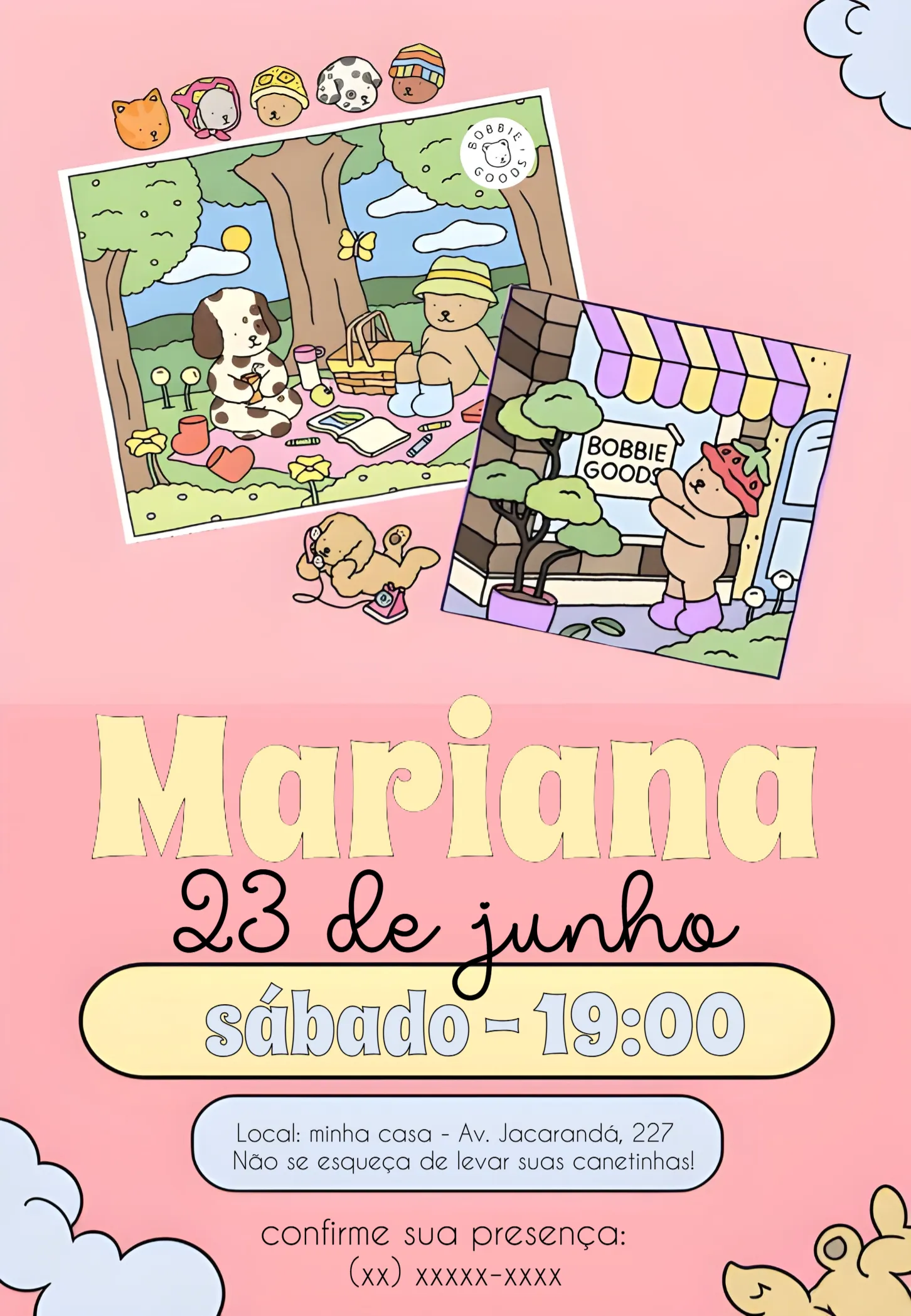 Convite Bobbie Goods Desenho para aniversário infantil