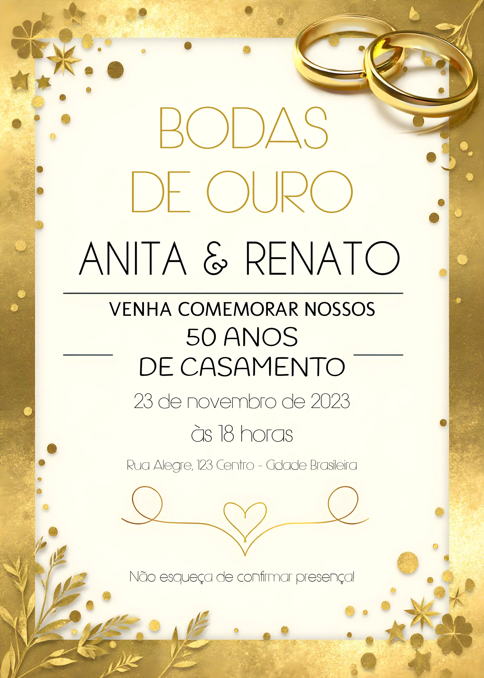 Bodas De Ouro Dourado - 50 Anos Casamento Aliança