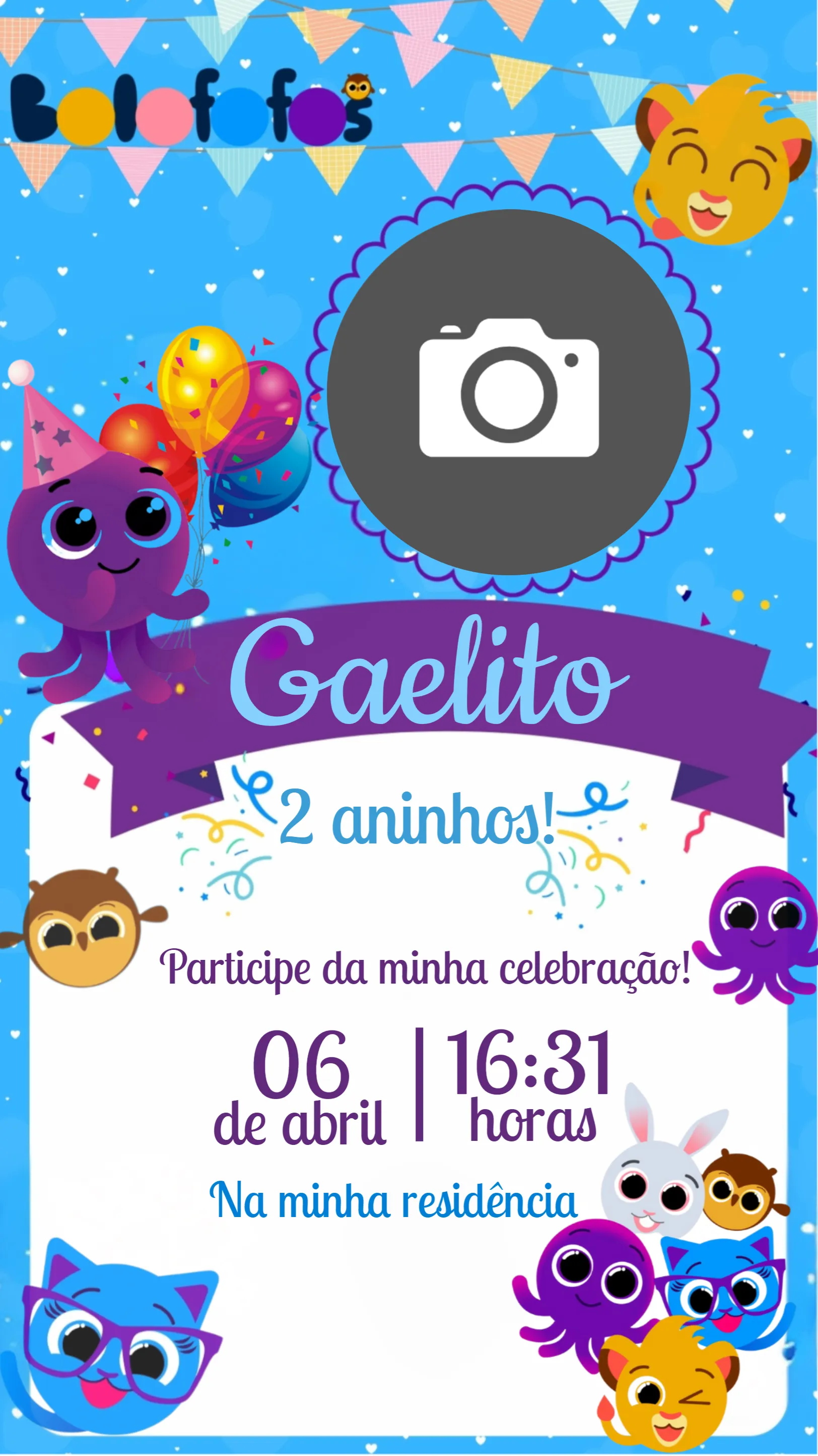 Invite Colorful Photo Cake editable and customizable