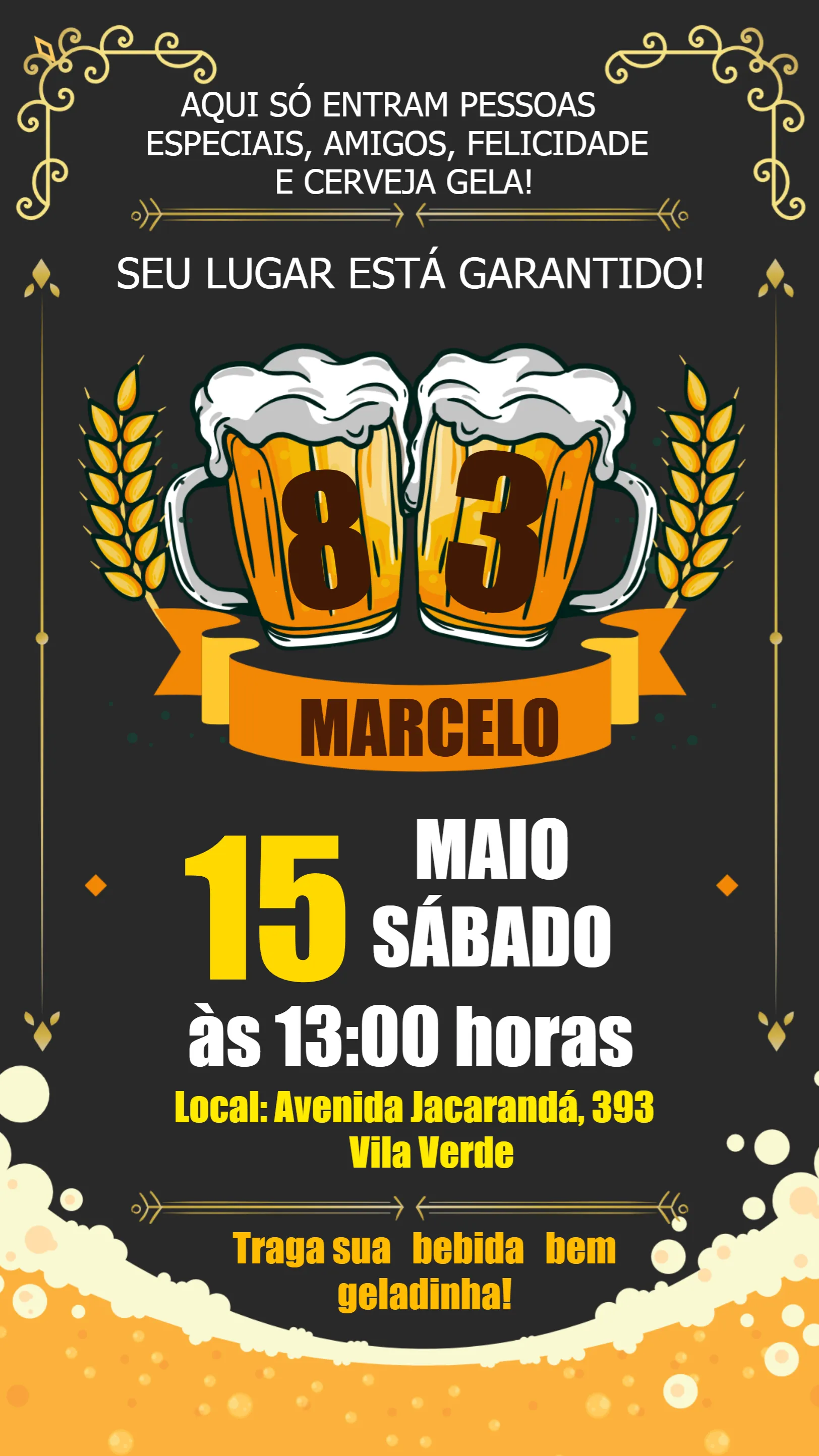 Convite Boteco Adulto para aniversário