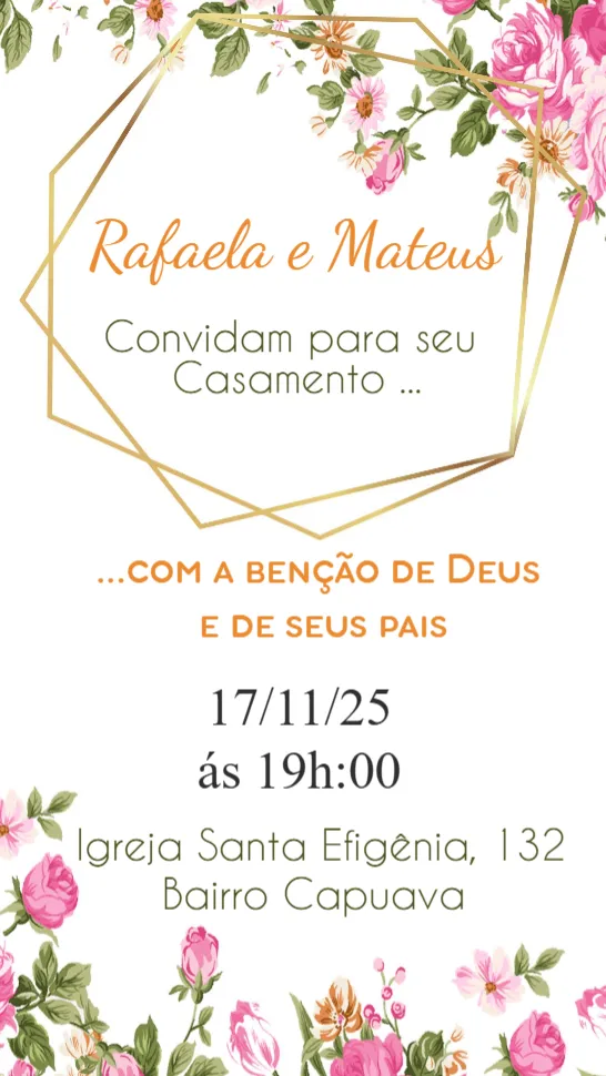 Convite Casamento editável e personalizável
