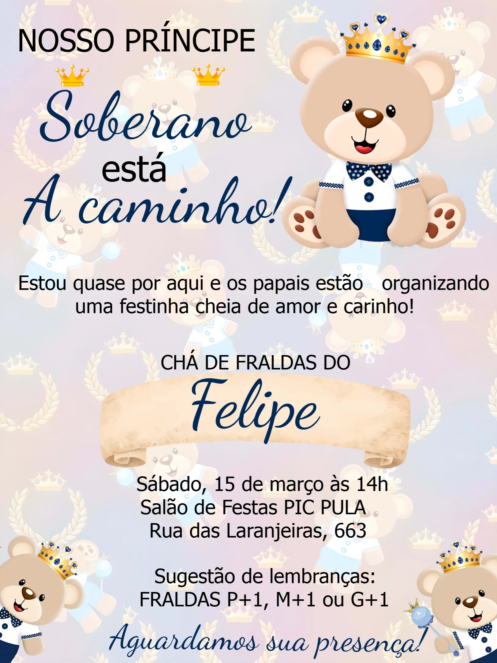 Chá De Bebê Ursinho Príncipe Cha