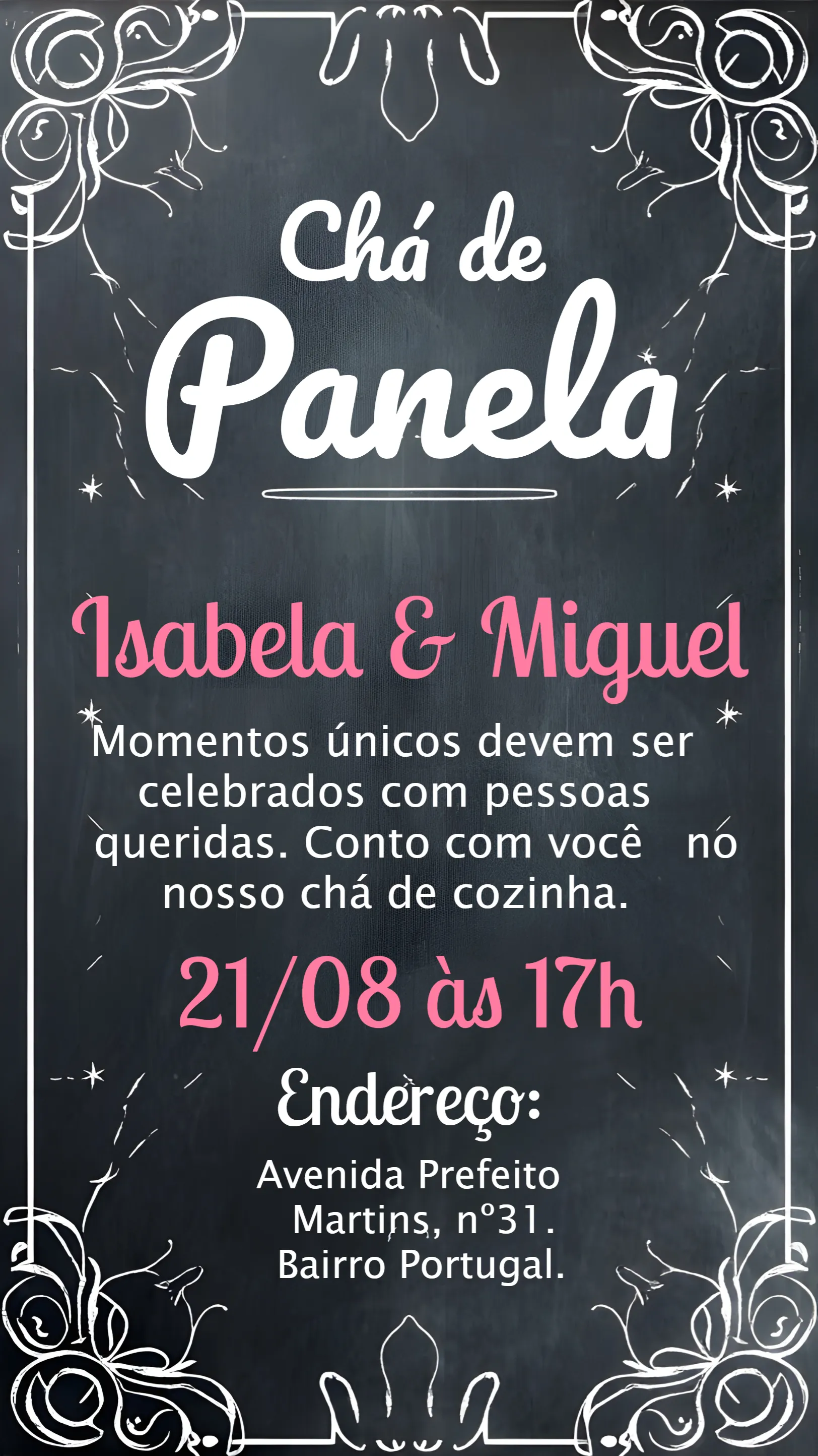 Convite Chá De Cozinha Panela Chalkboard Preto editável e personalizável