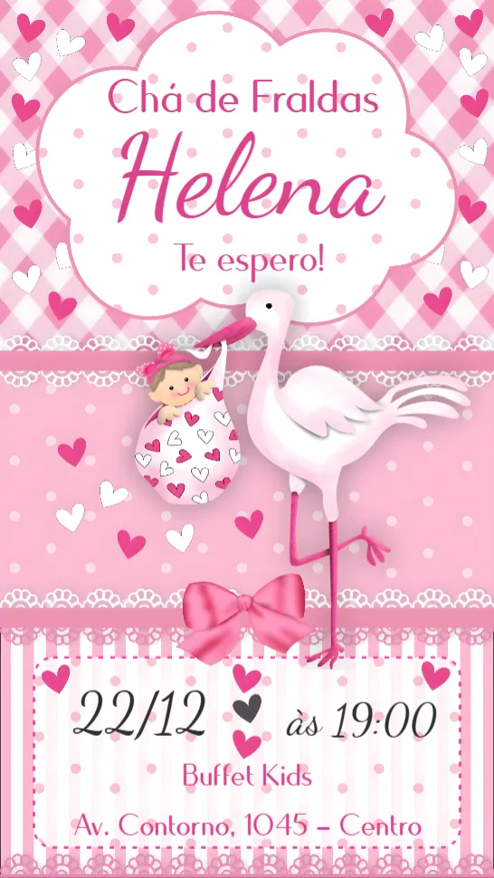 Convite Chá de Fraldas editável e personalizável