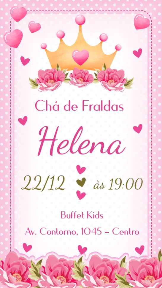 Convite Chá de Fraldas editável e personalizável