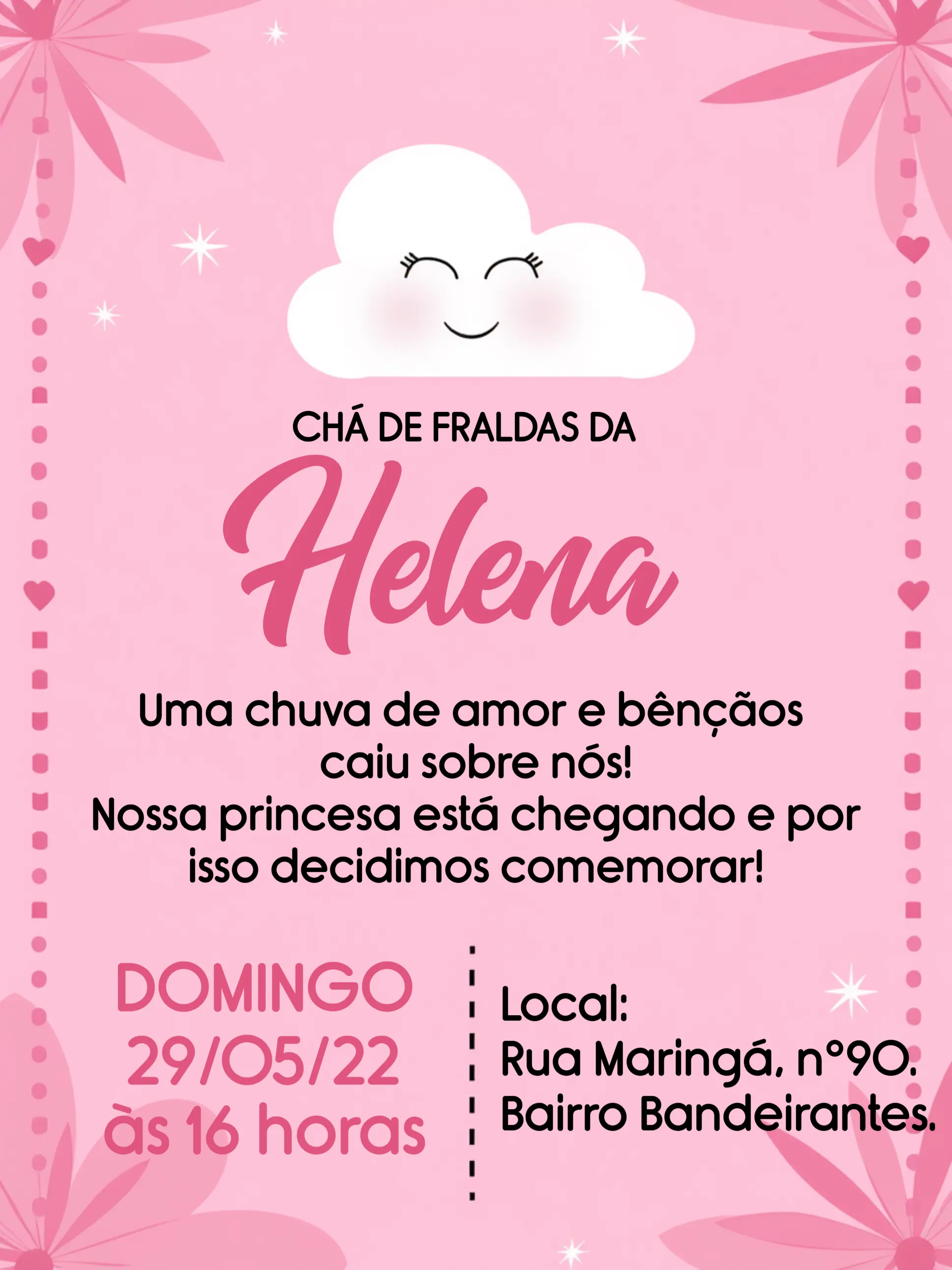 Chá De Fraldas Chuva Amor Rosa