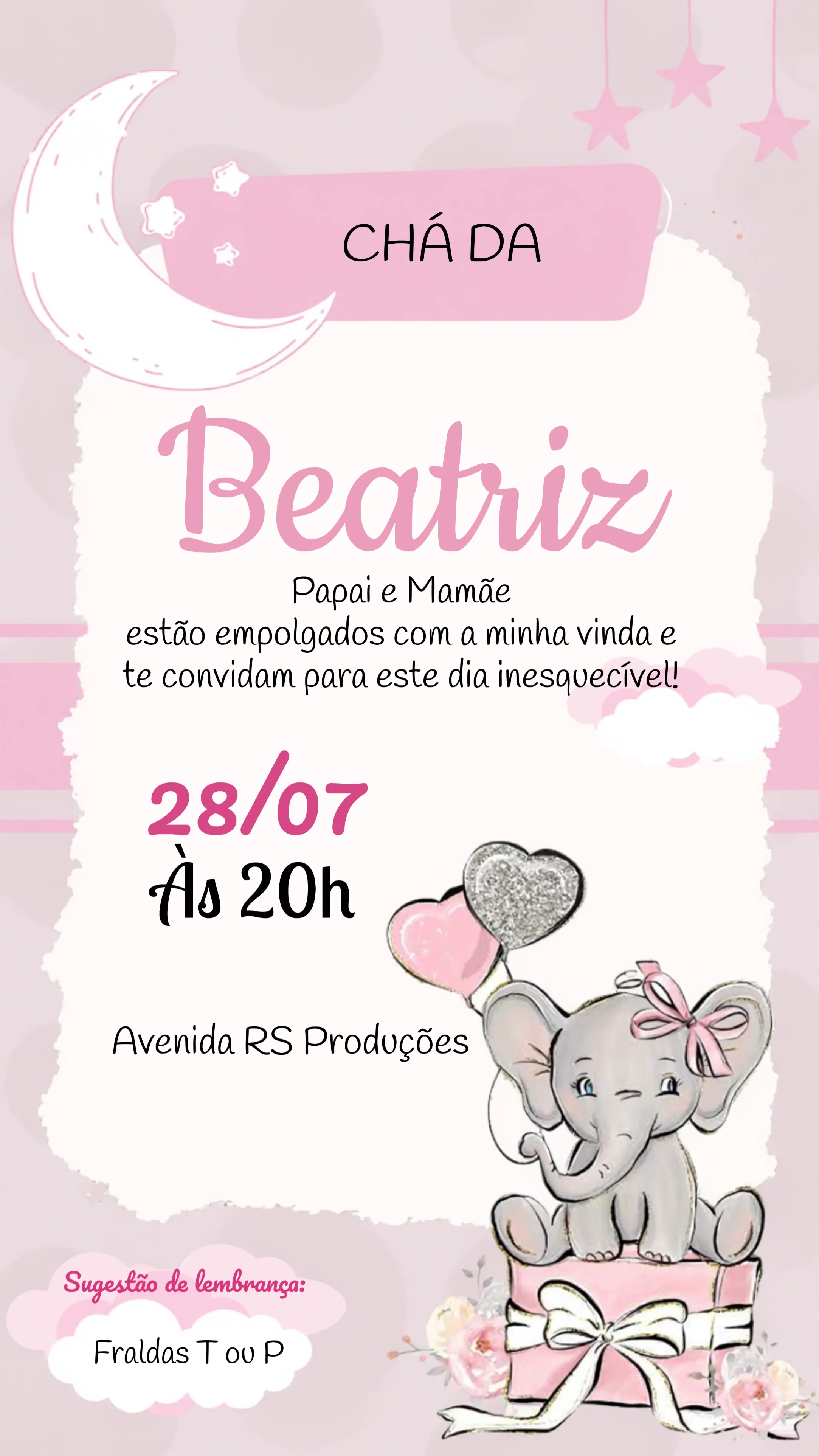 Chá De Fraldas Elefantinho Revelação