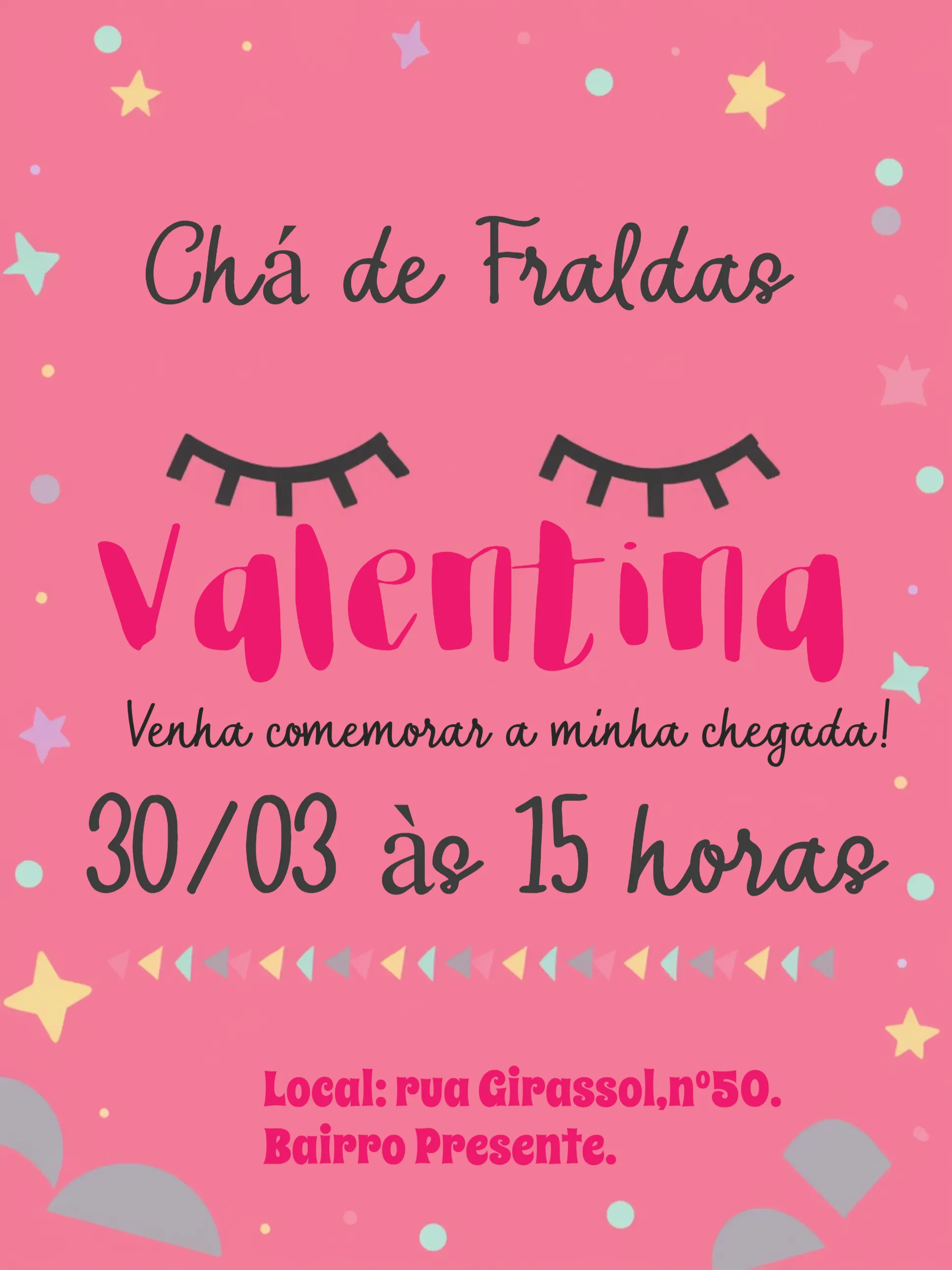 Convite Chá De Fraldas Floral Roxo editável e personalizável