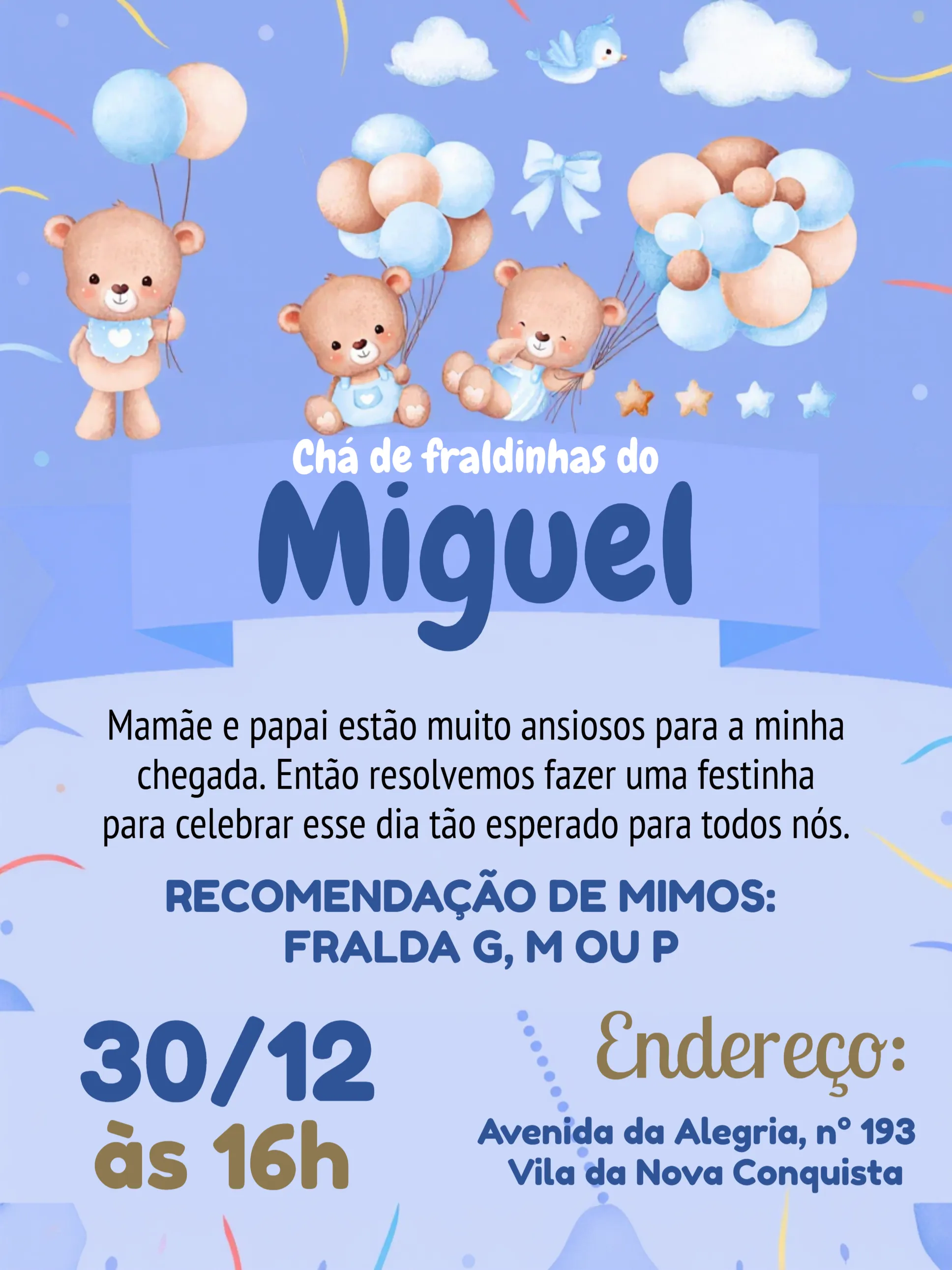Chá De Fraldas Ursinho Baloeiro Marrom