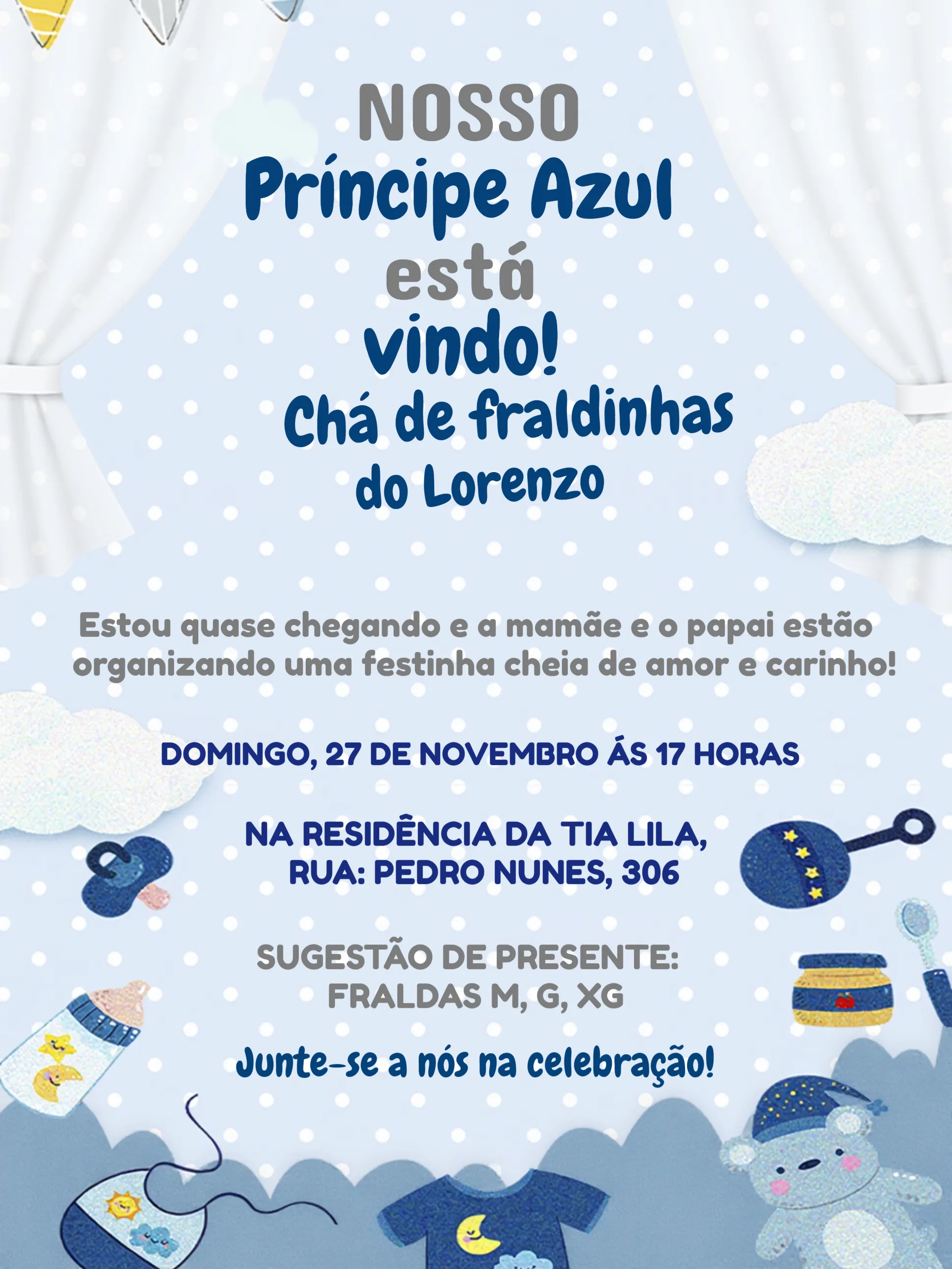 Chá De Fraldas Ursinhos Azul