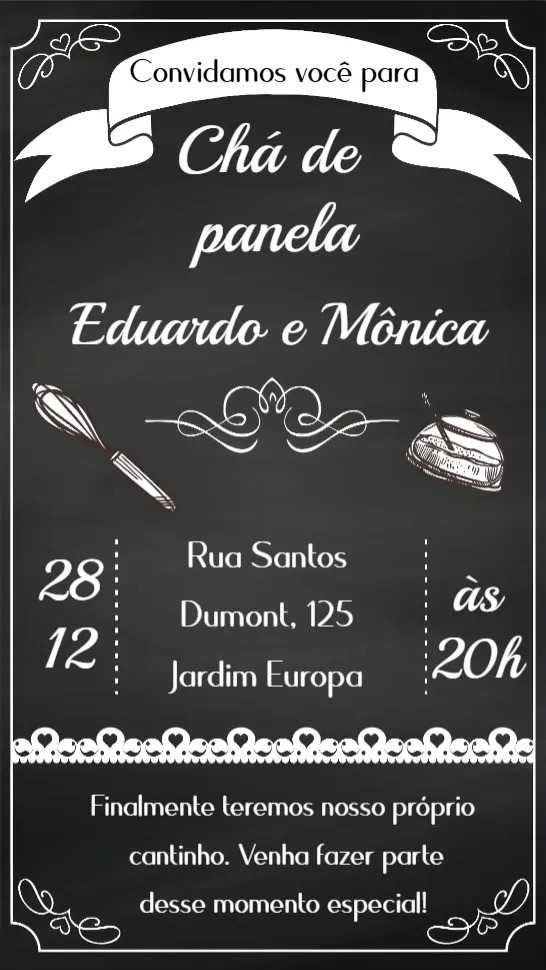 Convite Chá de Panela editável e personalizável