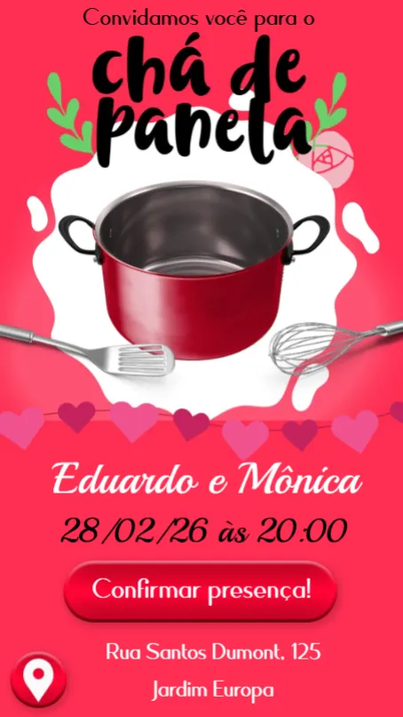 Convite Chá de Panela editável e personalizável