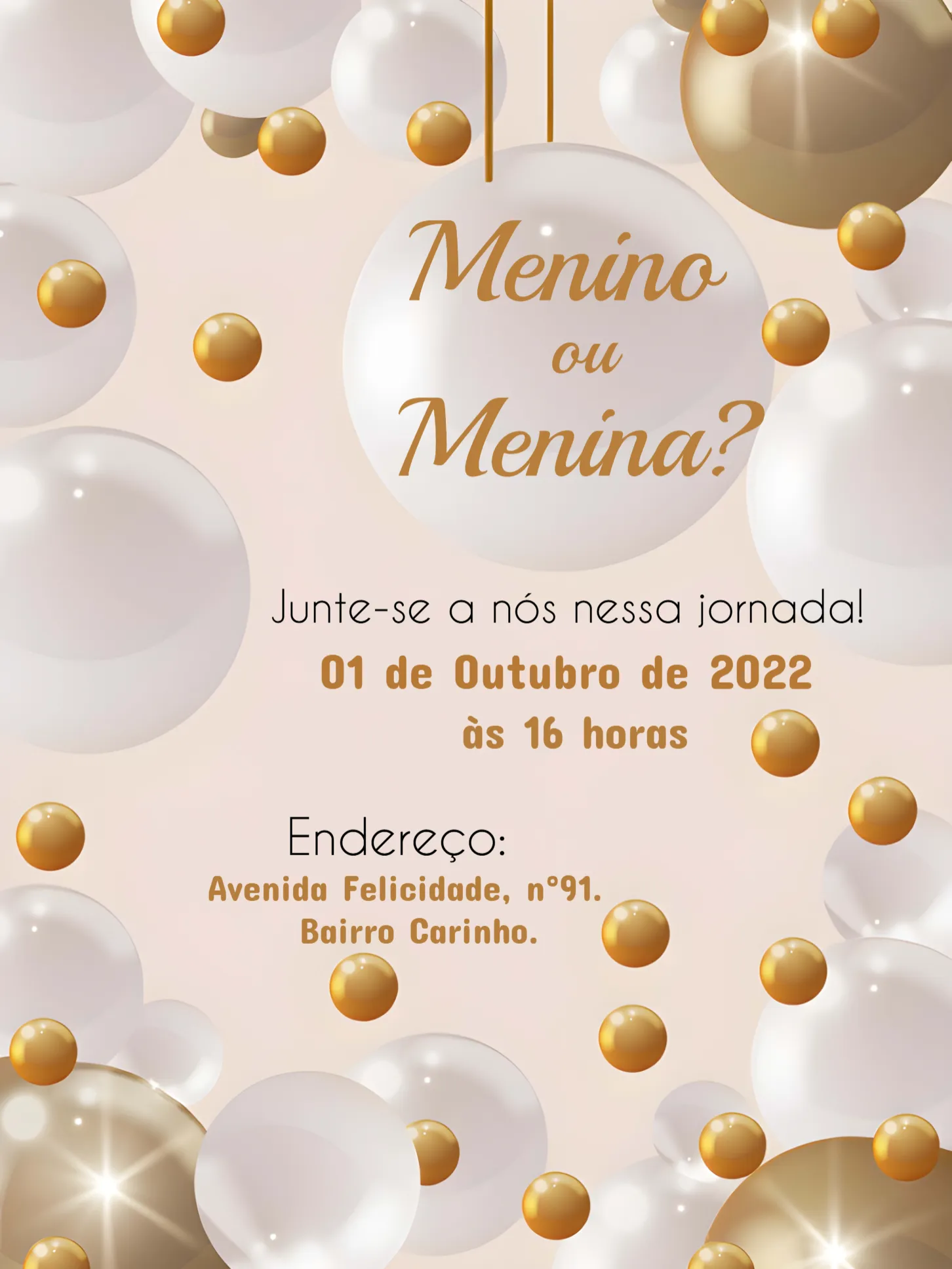 Convite Chá Revelação Balões Bexiga editável e personalizável