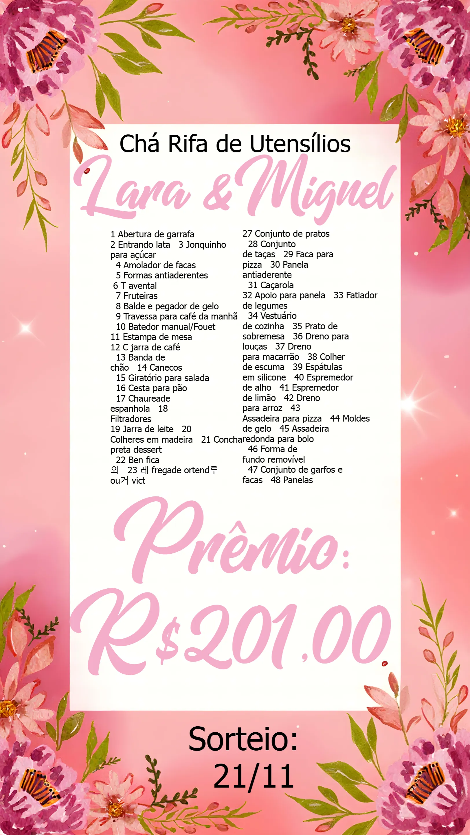 Chá Rifa De Cozinha Floral Panela