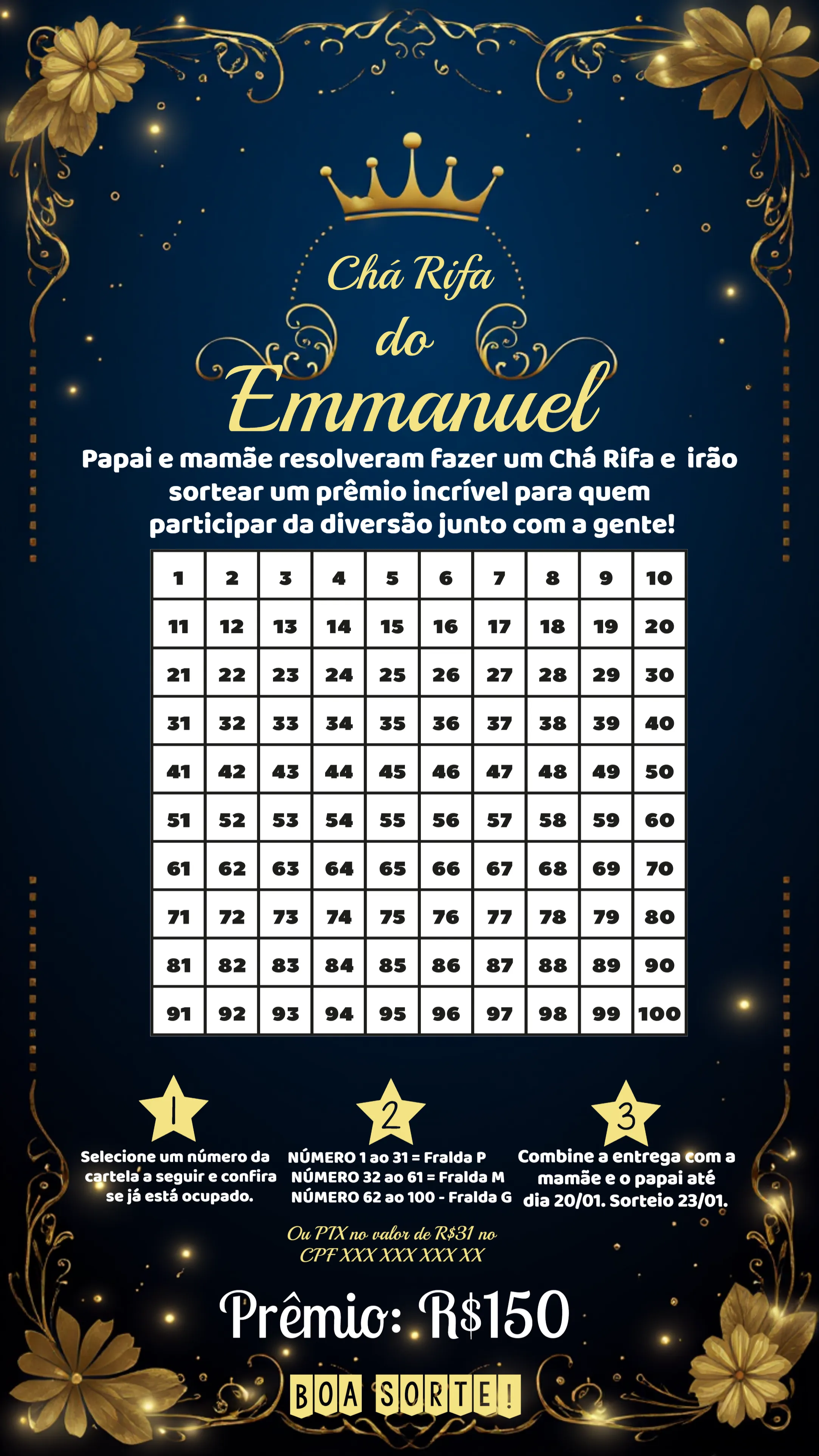 Invite Tea Raffle Royalty 100 editable and customizable