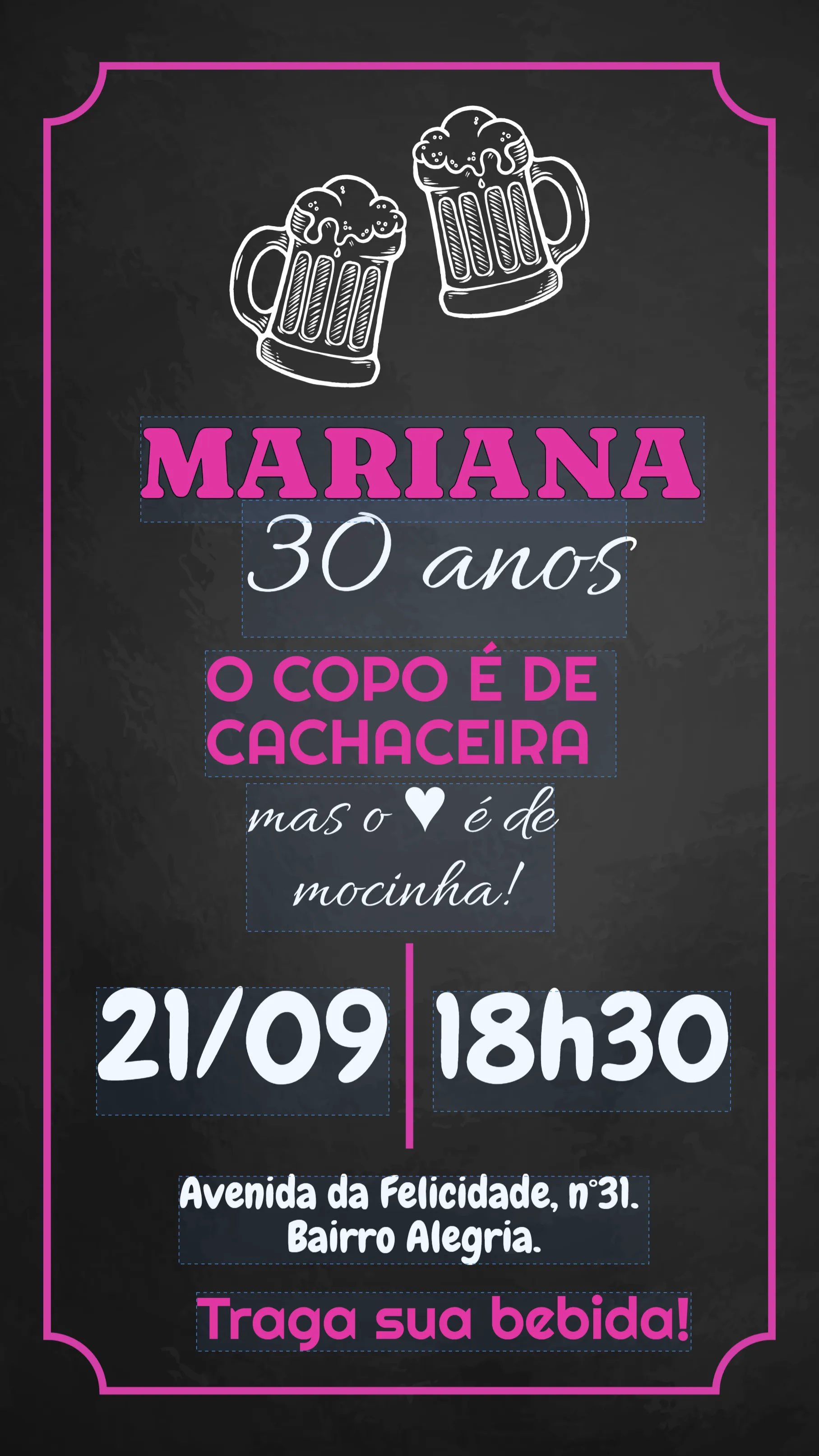 Convite Chalkboard Churrasco Giz editável e personalizável