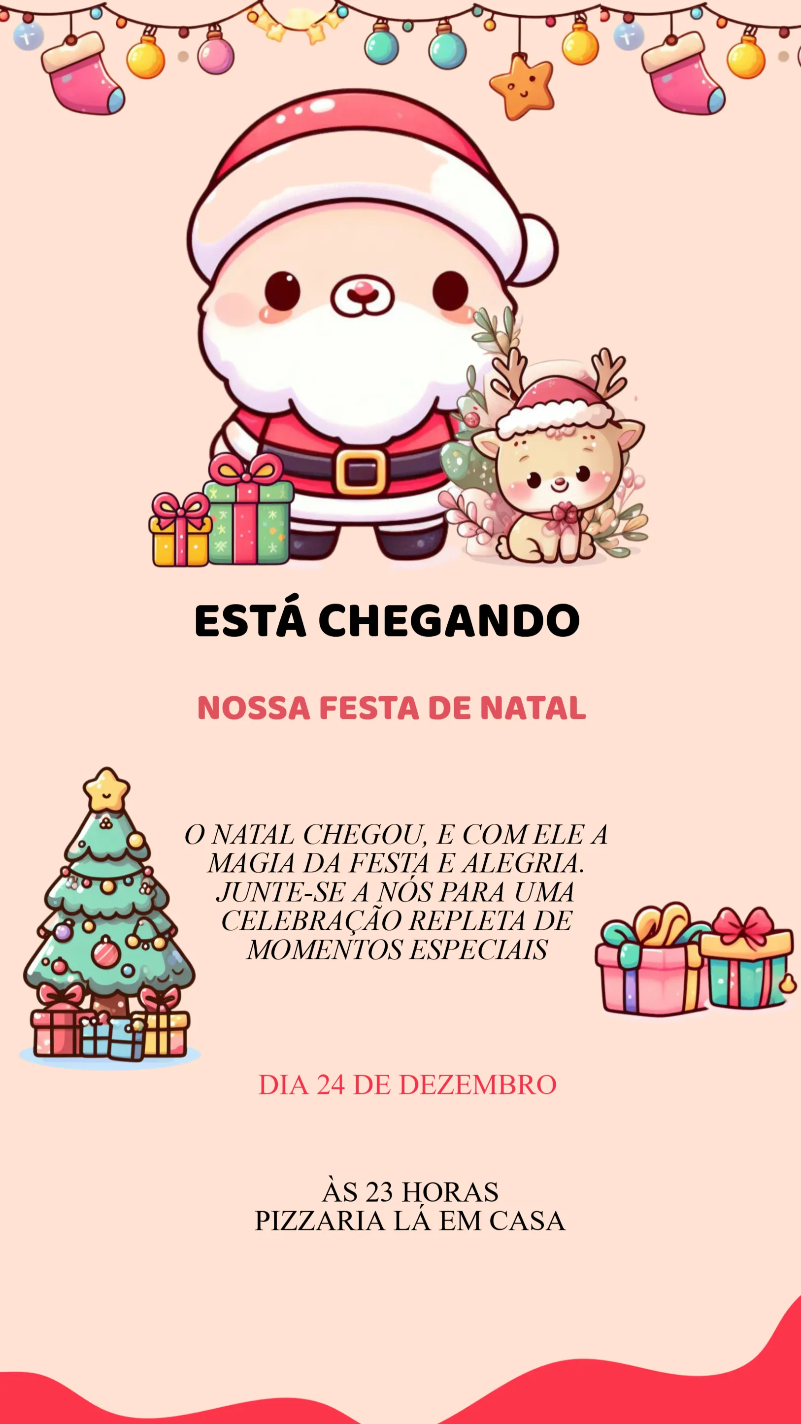 Convite Aniversário Festa de Natal - Datas Comemorativas | Convitede, image size:1626x2890