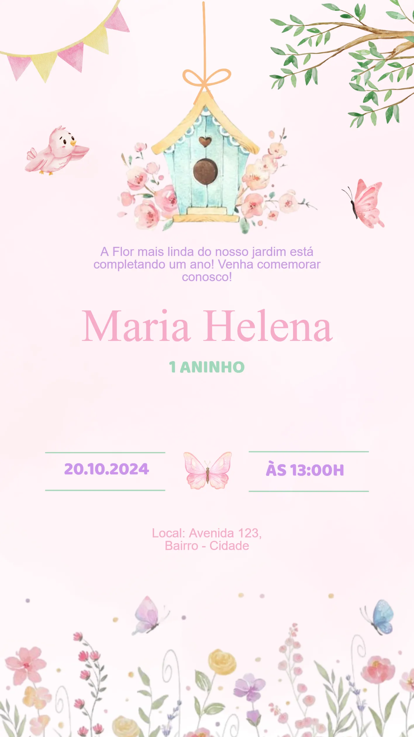 Invite Enchanted Garden Birthday Invitation editable and customizable