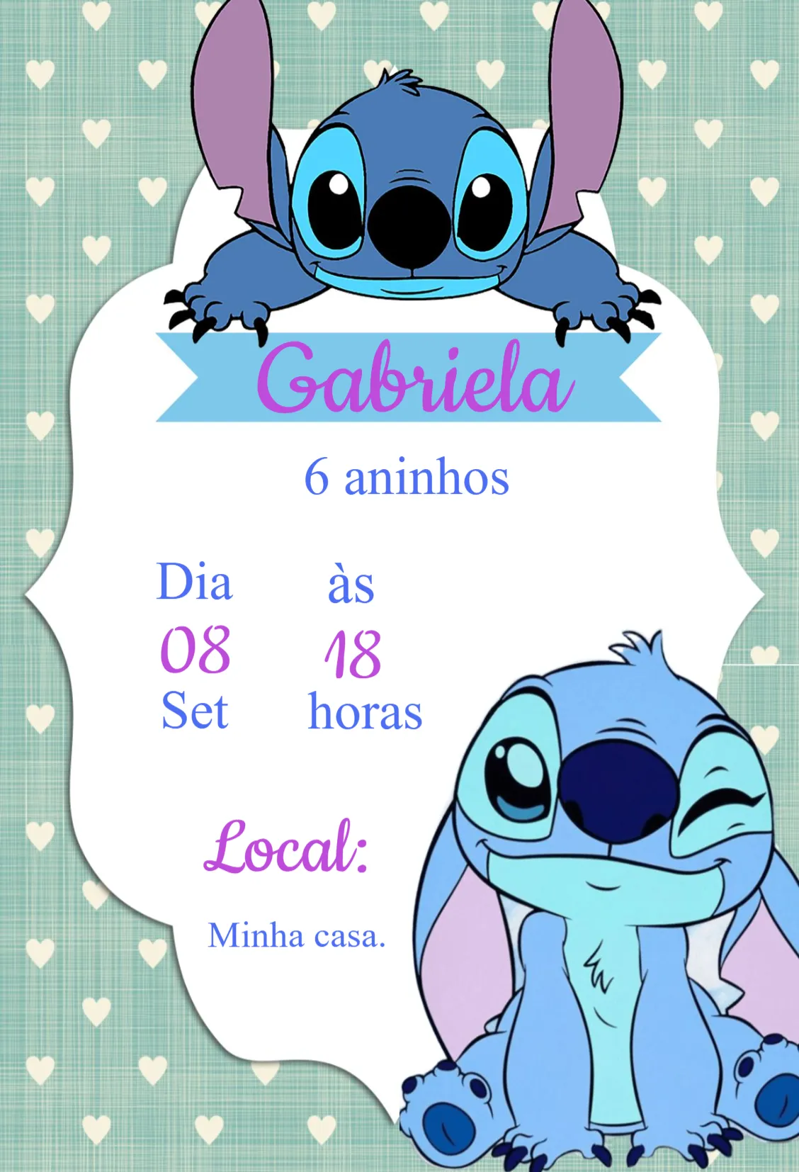 Convite Convite Aniversário Stitch  para aniversário infantil