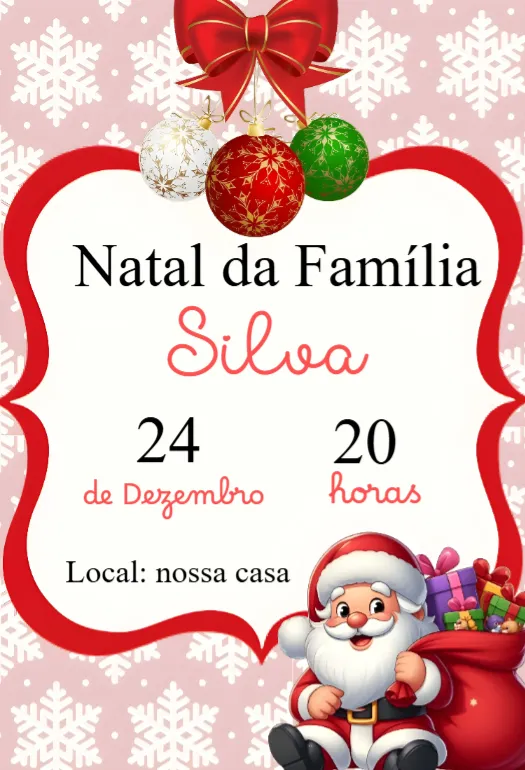 Convite Convite de Natal  editável e personalizável