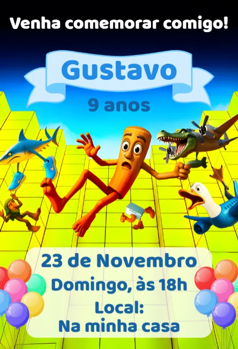 Convite Convite digital italian brainrot editável e personalizável