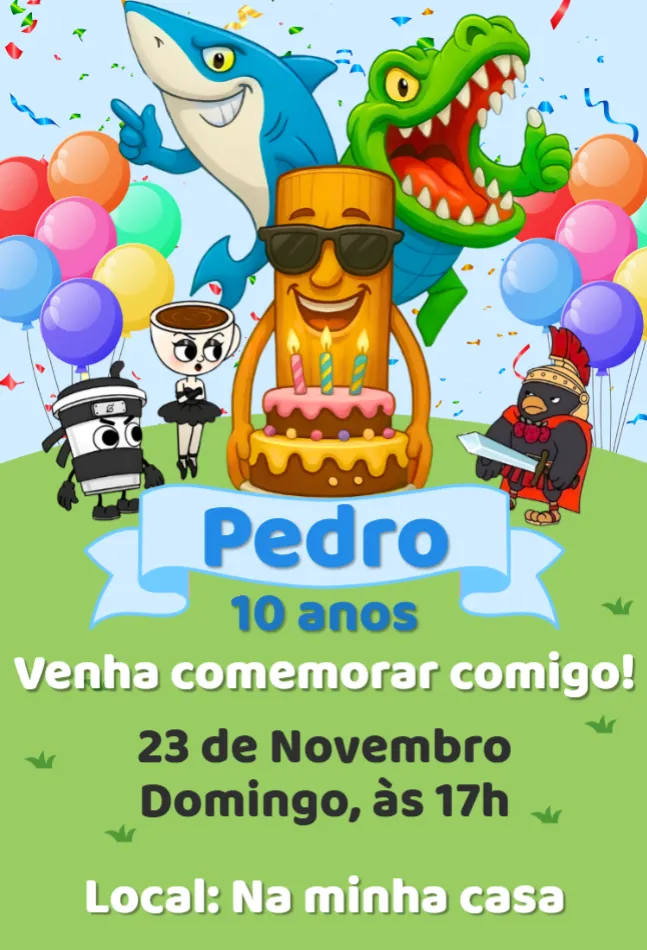 Convite Convite digital italian brainrot editável e personalizável