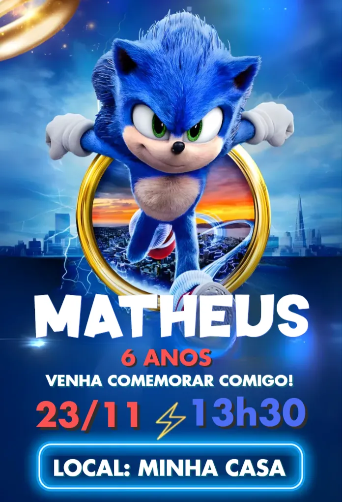 Invite Sonic Digital Invitation editable and customizable