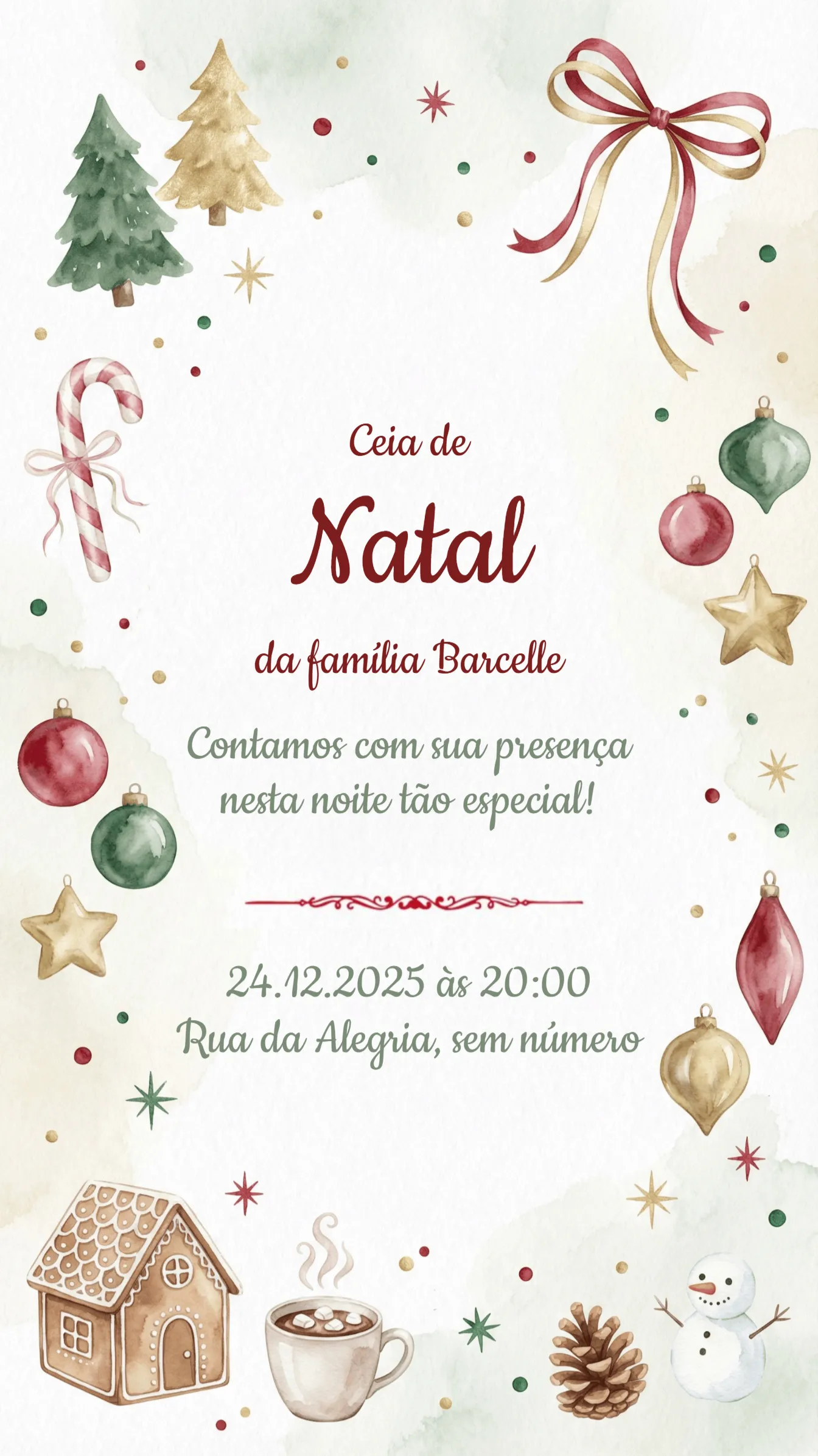 Convite Convite festa de Natal editável e personalizável