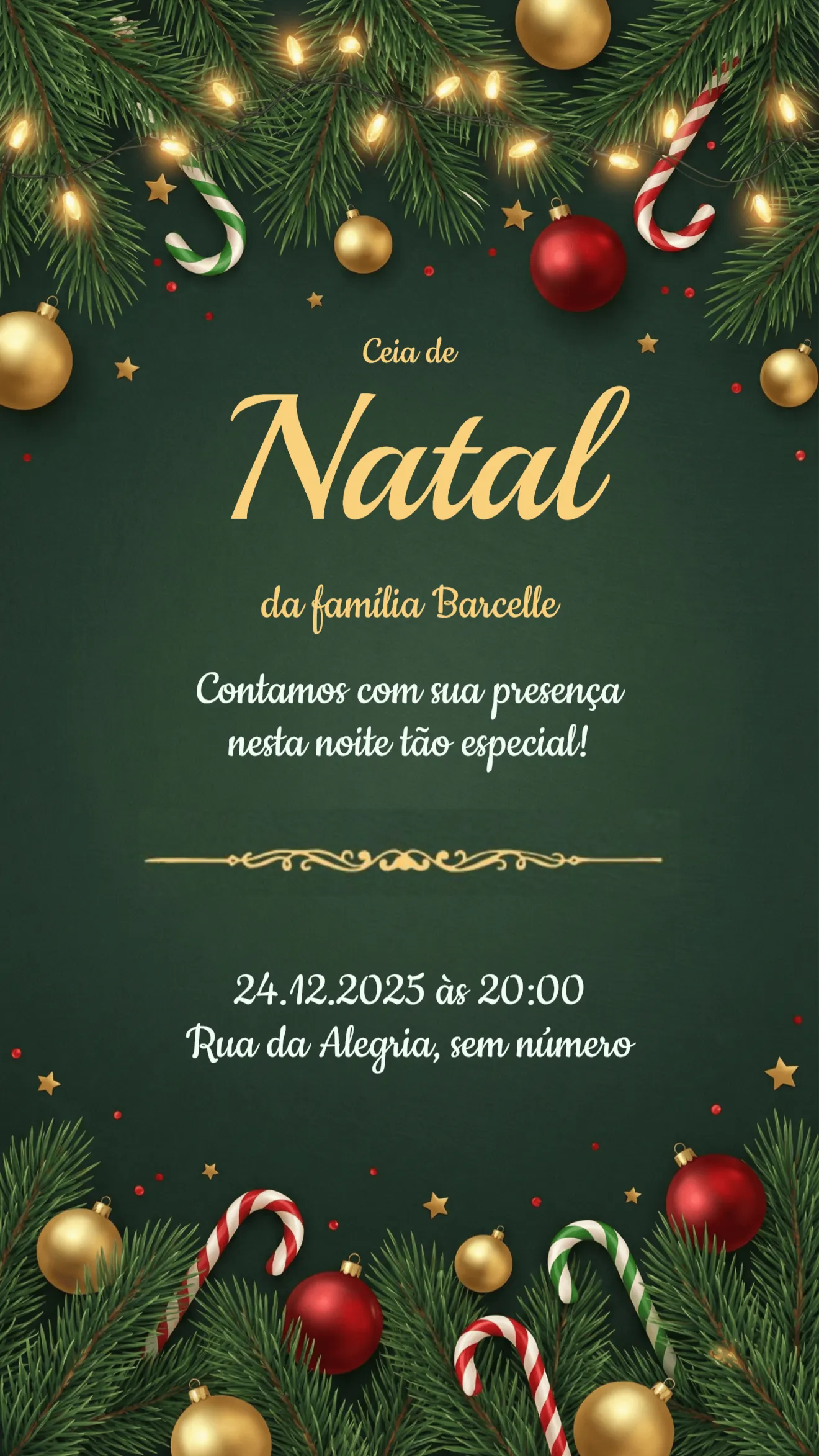 Convite Convite festa de Natal editável e personalizável