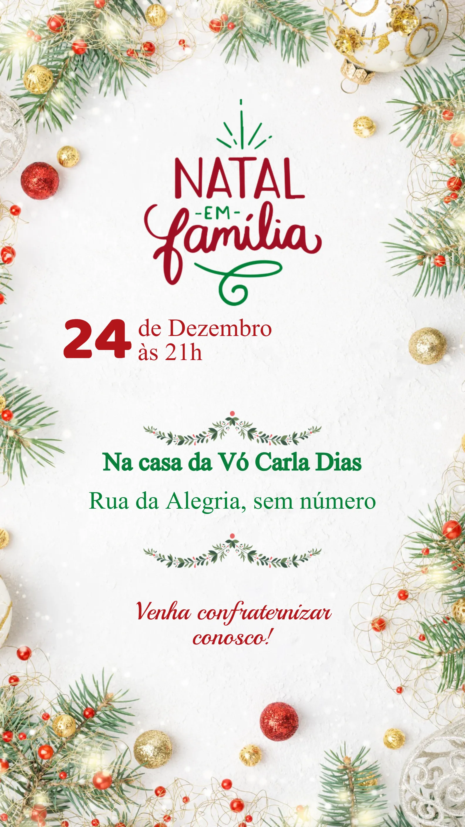 Convite Convite Festa de Natal editável e personalizável