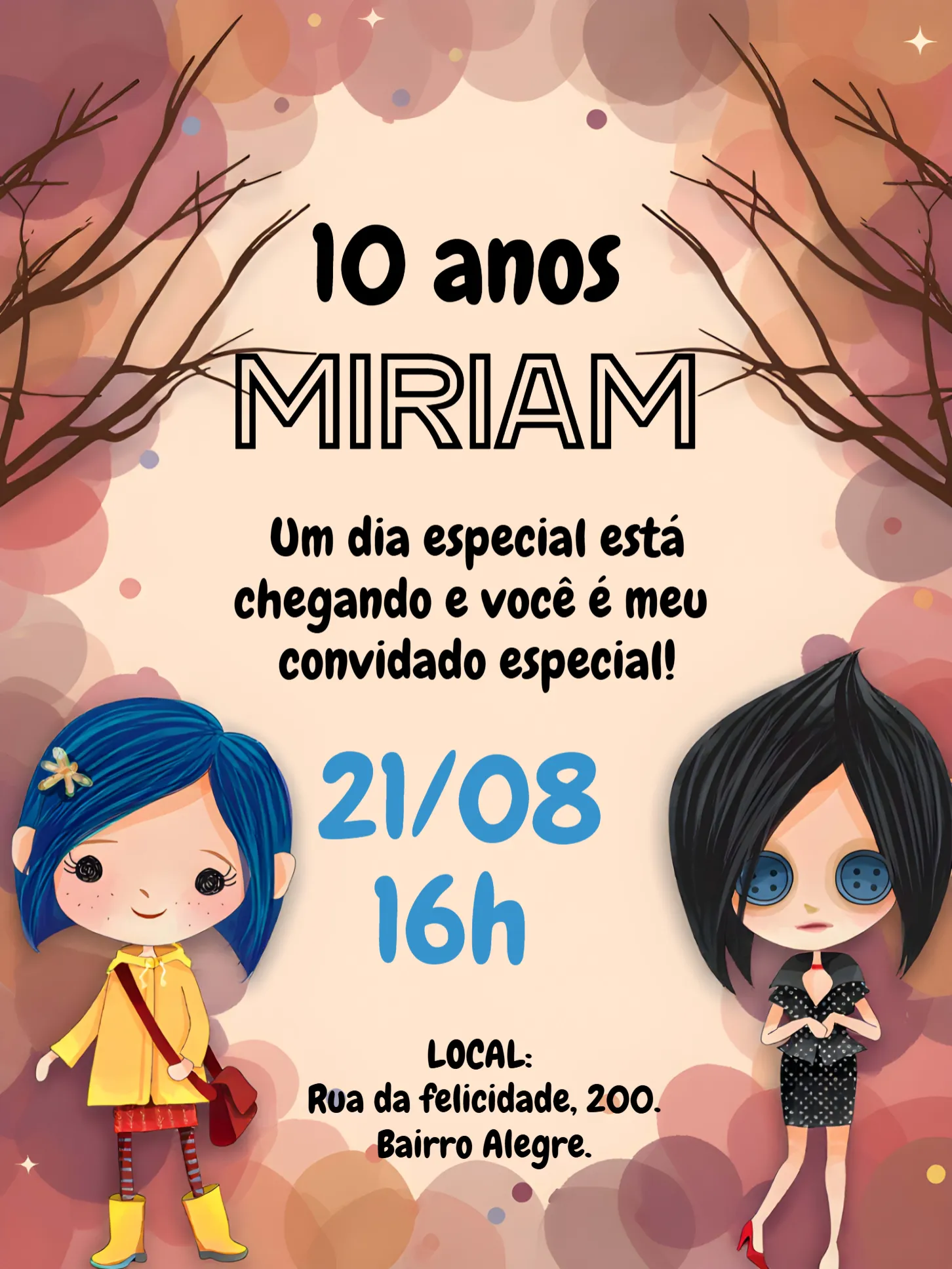 Convite Coraline para mais pesquisados