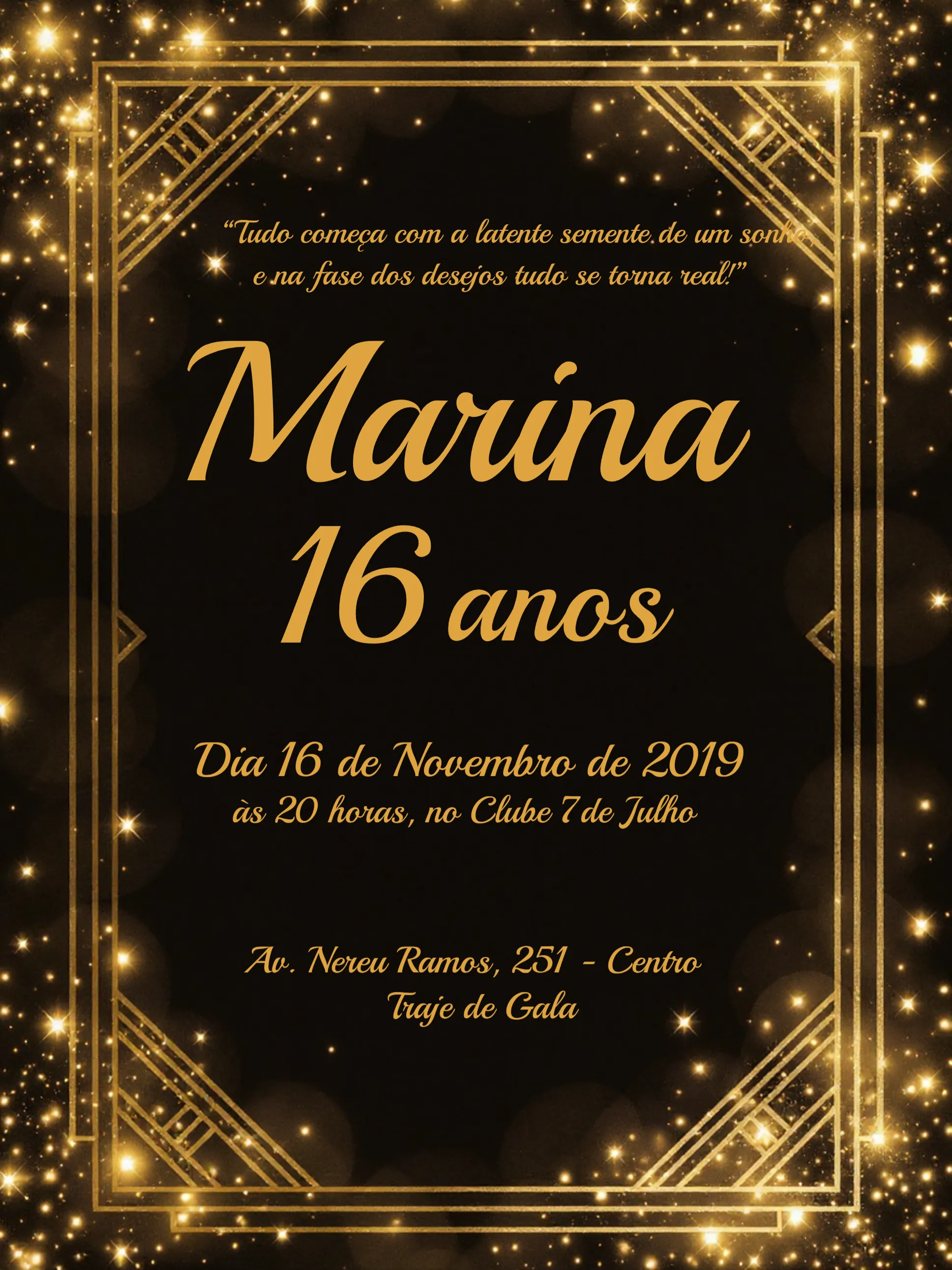 De 15 Anos Luxuoso Dourado Debutante