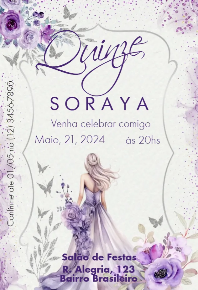 Convite Debutante 15 anos editável e personalizável