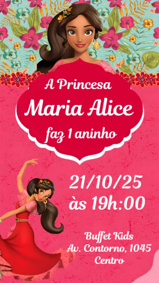 Convite Digital Elena de Avalor Aniversário Infantil
