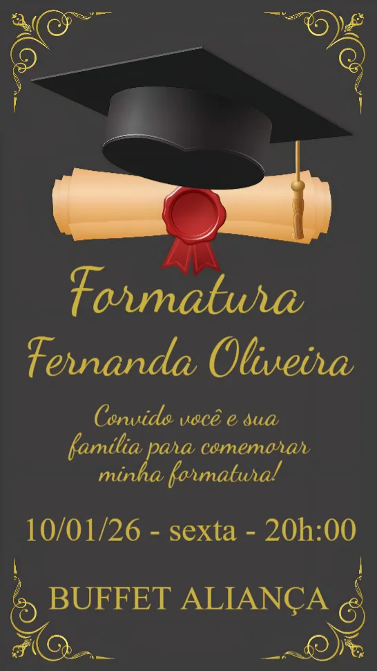 Convite Formatura editável e personalizável