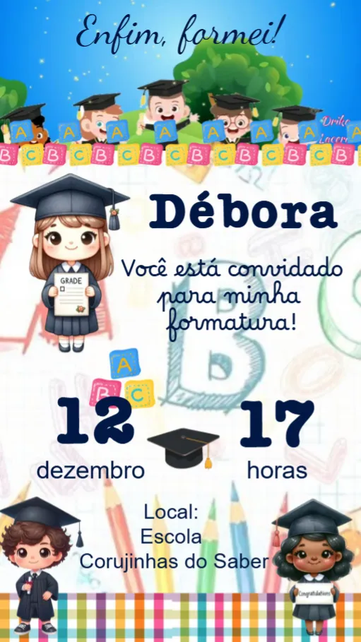 Convite Formatura editável e personalizável