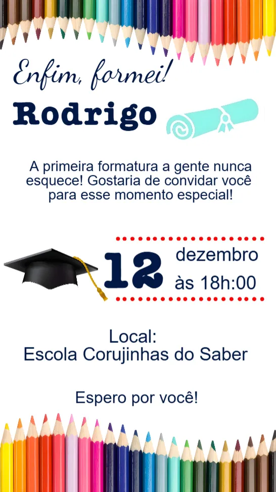 Convite Formatura editável e personalizável