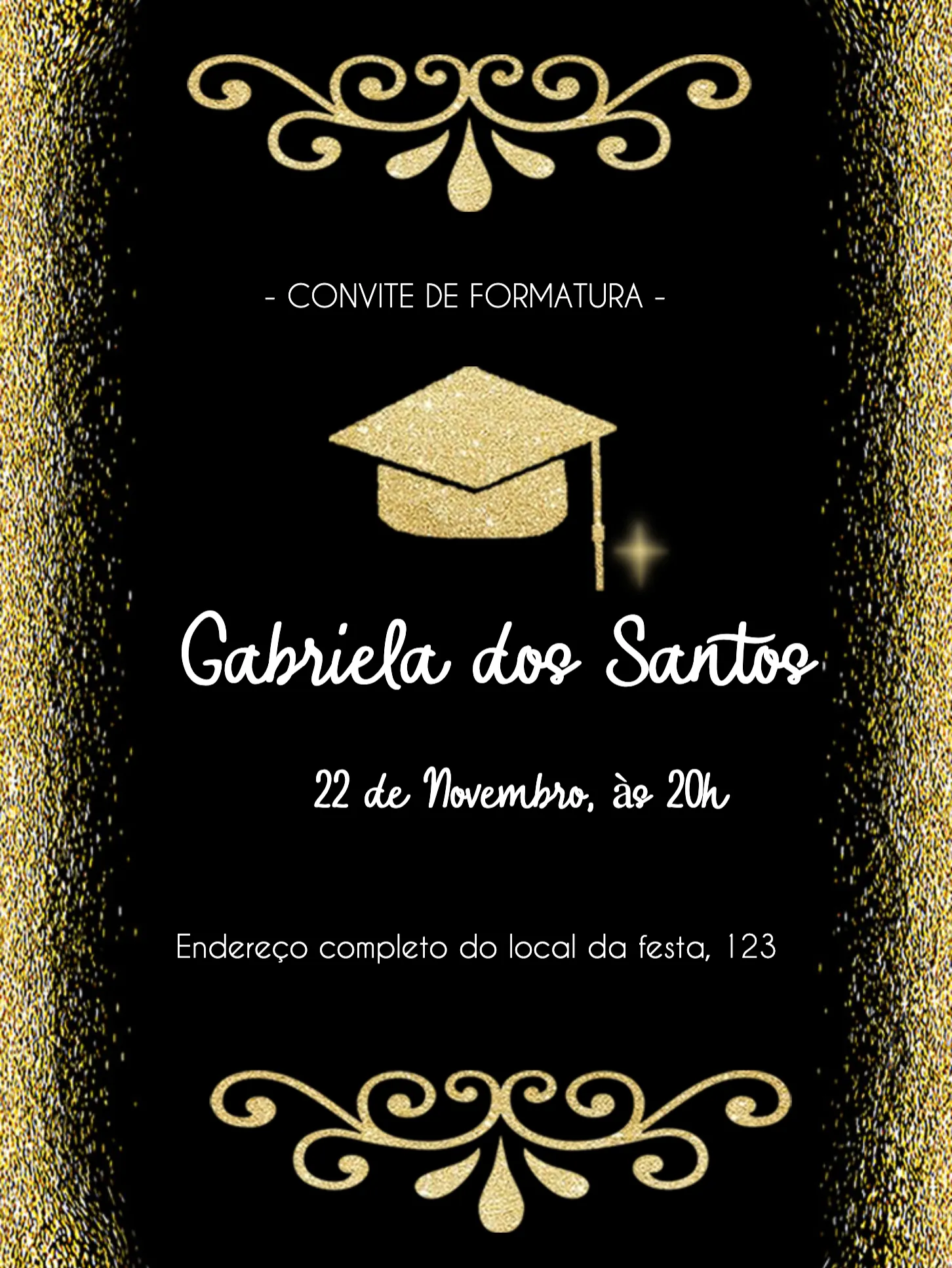 Convite Formatura Quepe editável e personalizável