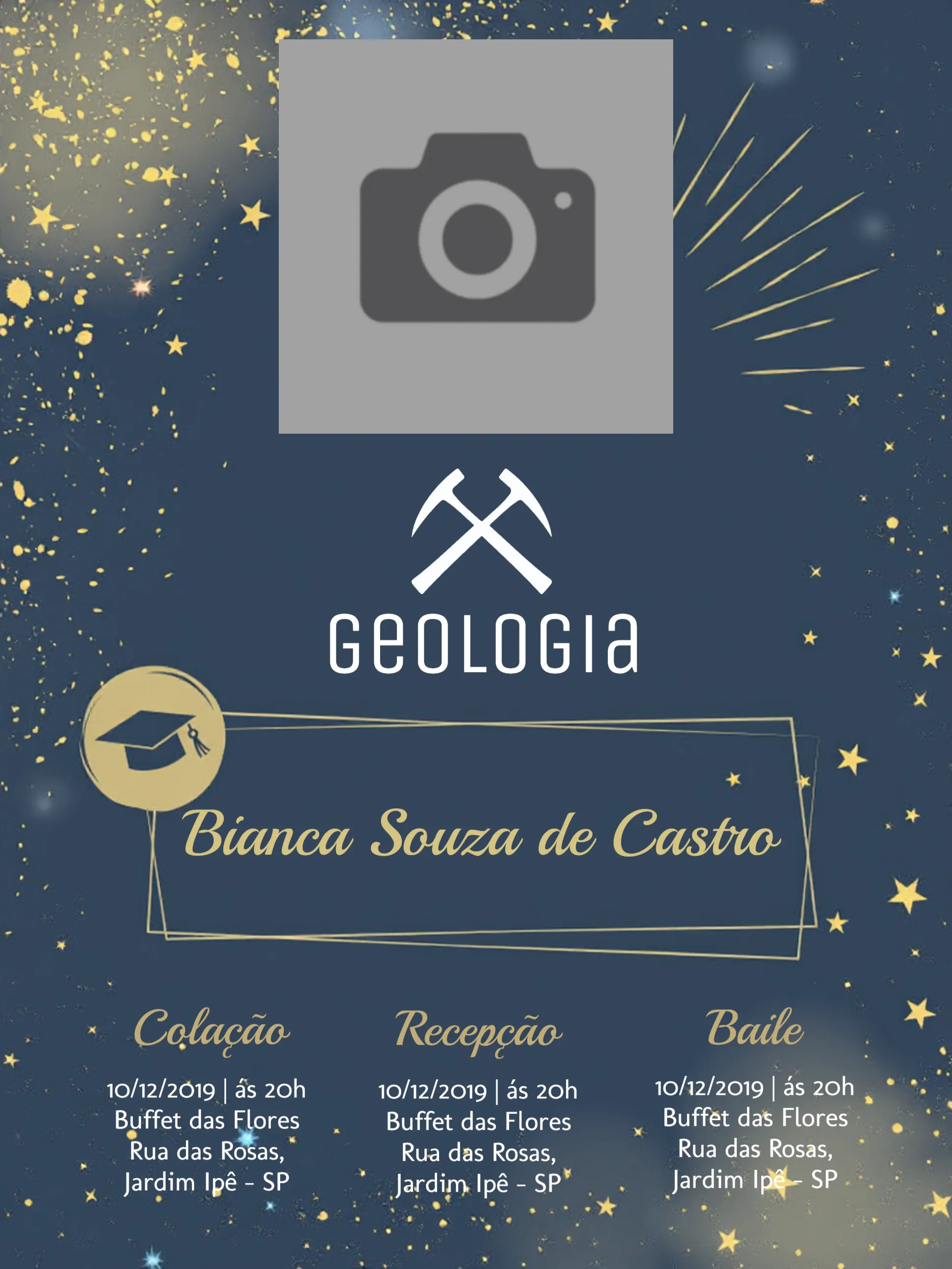 Convite Formatura Geologia Quepe para formatura