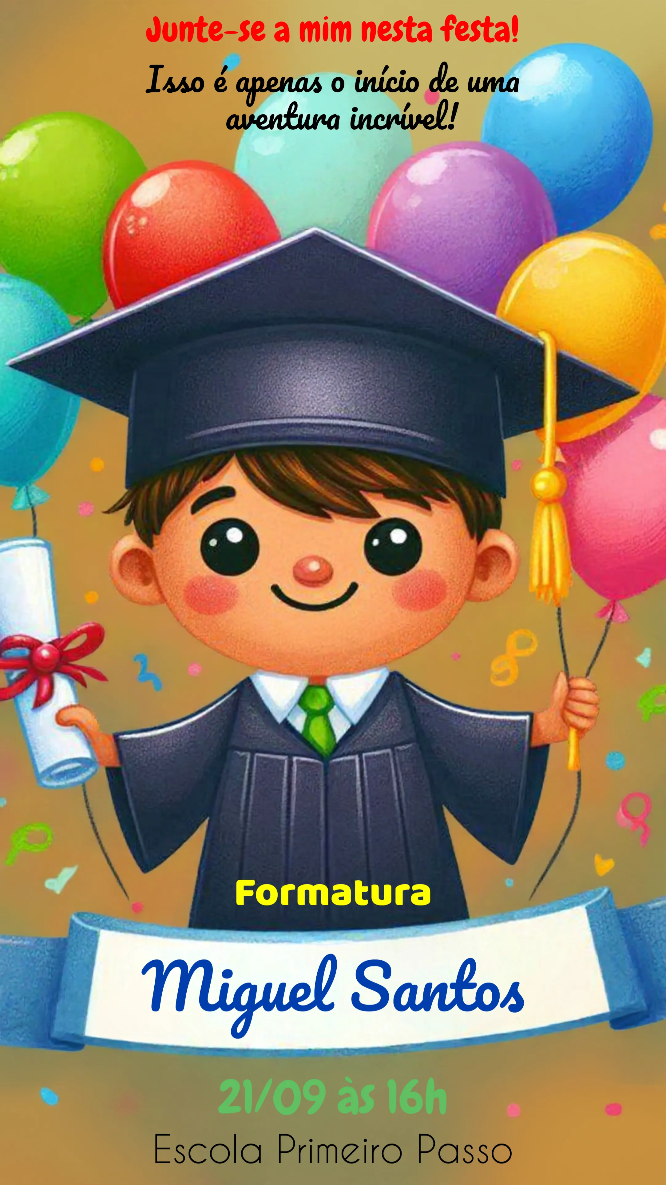 Convite Formatura Infantil Abc para formatura